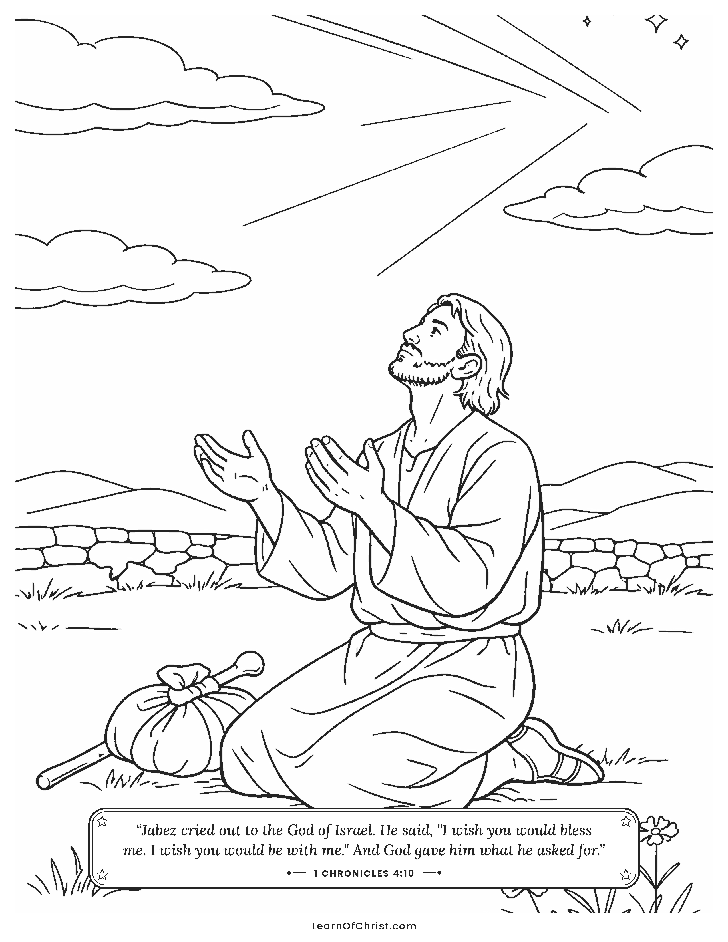 1 Chronicles 4 coloring page - Jabez prays a short and honest prayer