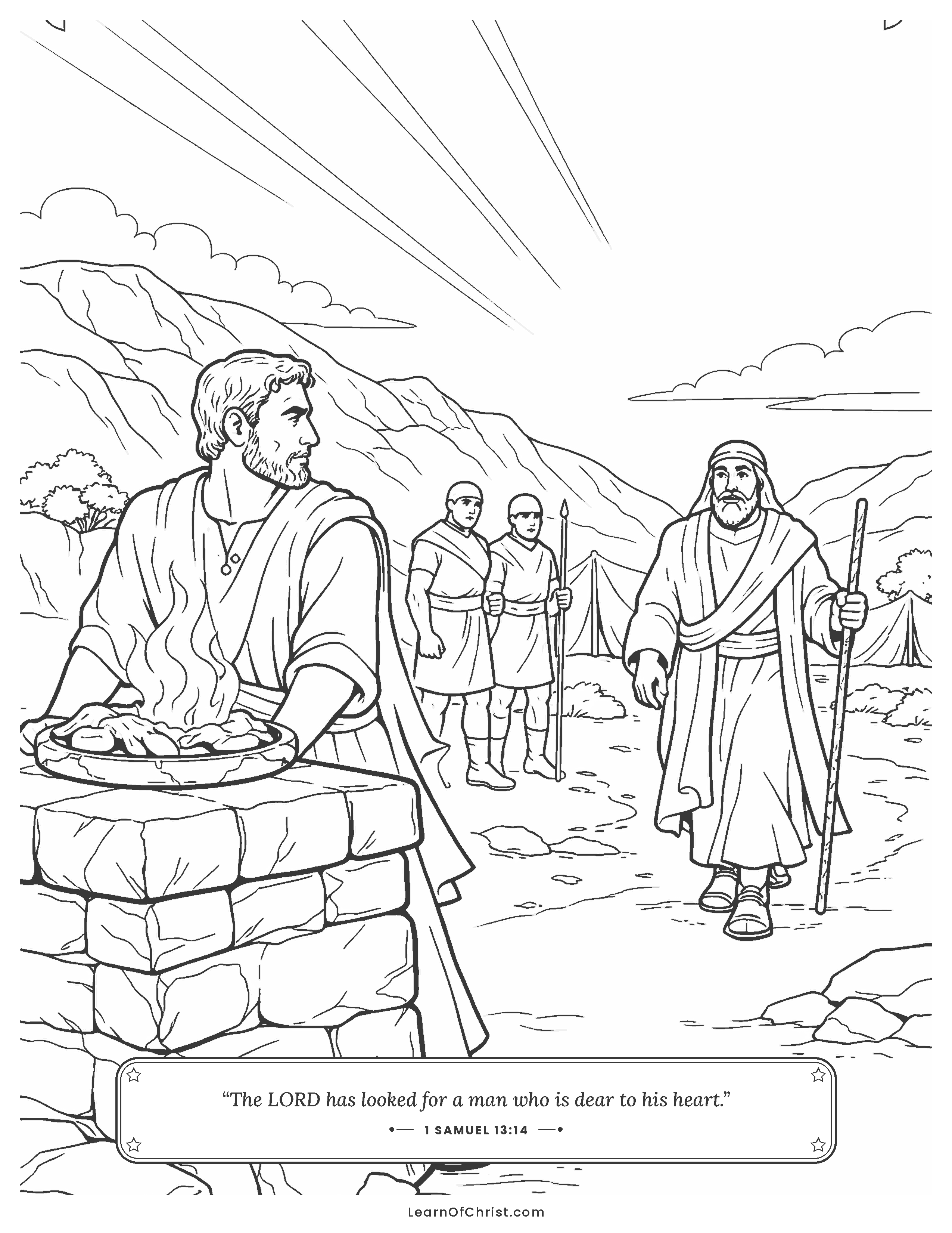 1 Samuel 13 coloring page - Saul does not wait for Samuel
