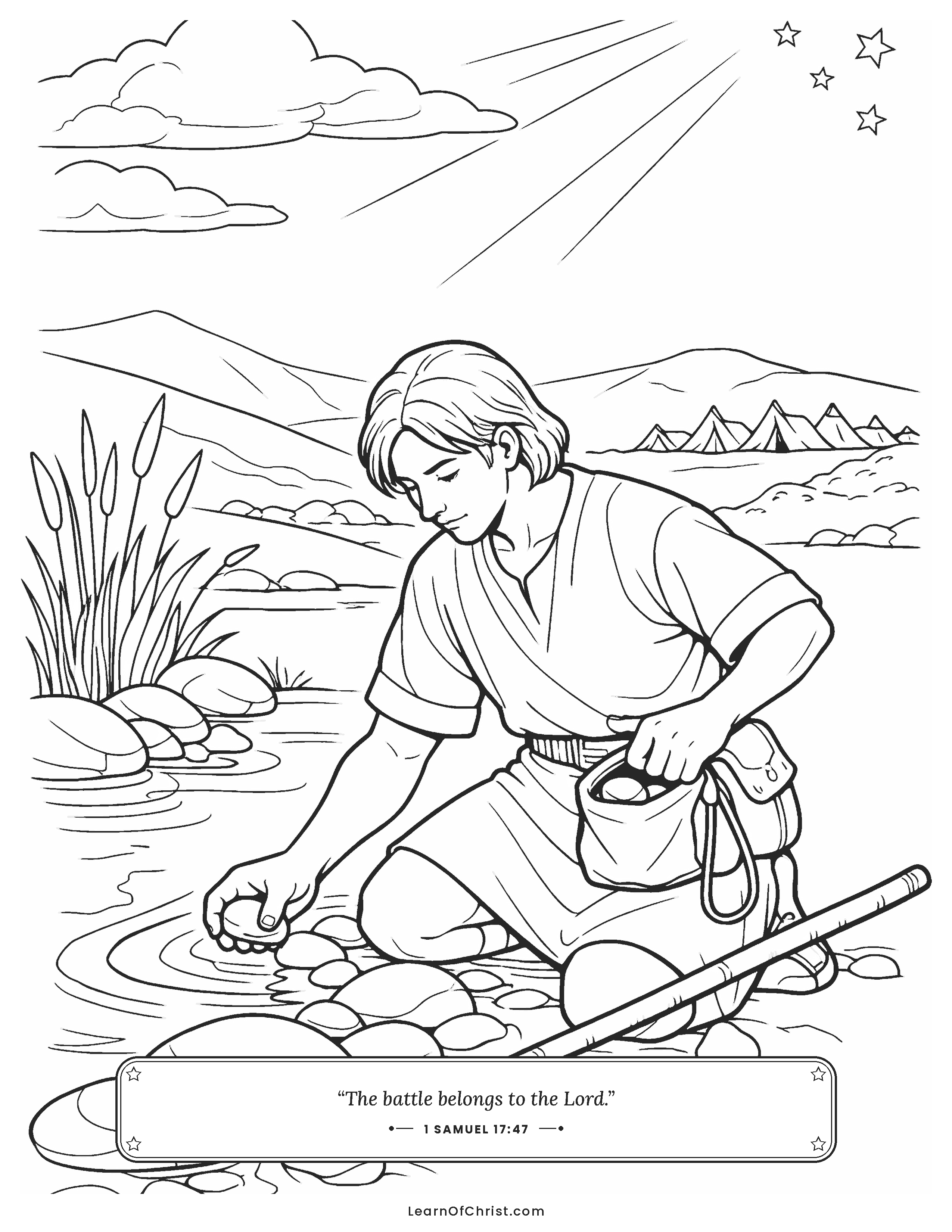 1 Samuel 17 coloring page - David chooses five smooth stones