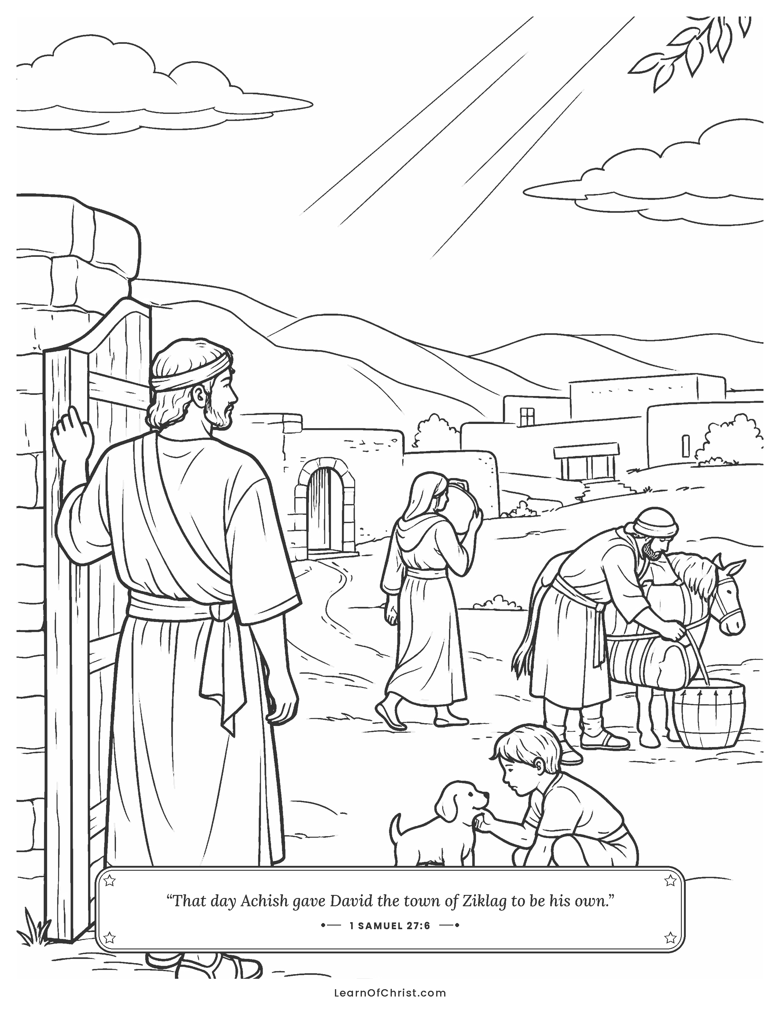 1 Samuel 27 coloring page - David finds a resting place at last