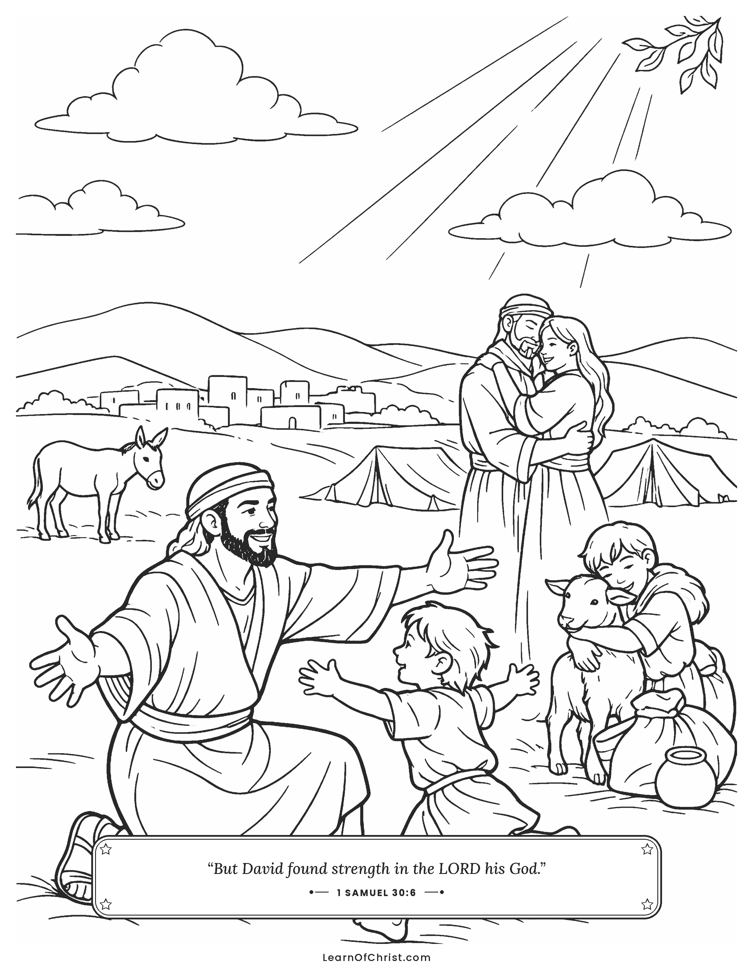 1 Samuel 30 coloring page - Families are reunited after the rescue