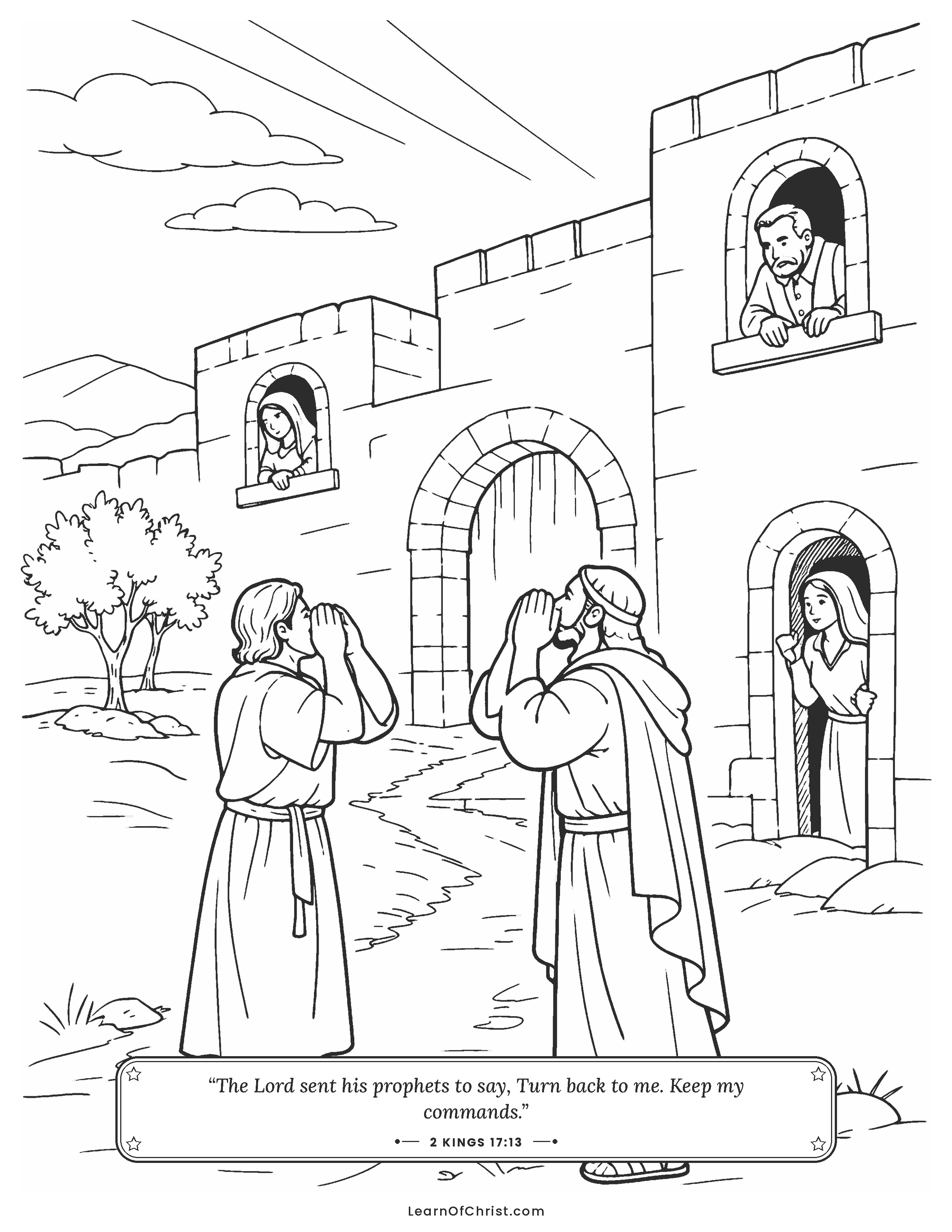 2 Kings 17 coloring page - God keeps sending messengers to call them