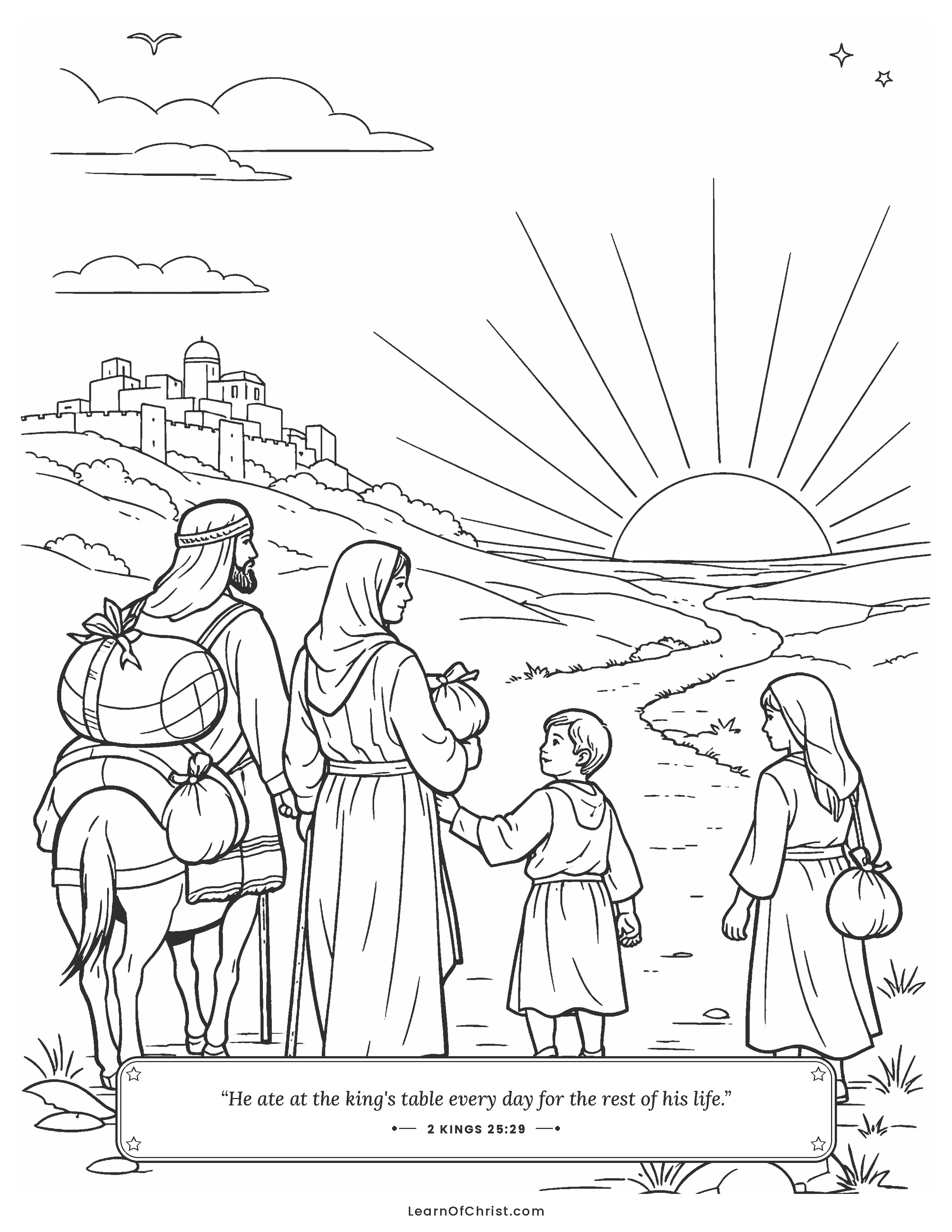 2 Kings 25 coloring page - Walking a long road with hope ahead