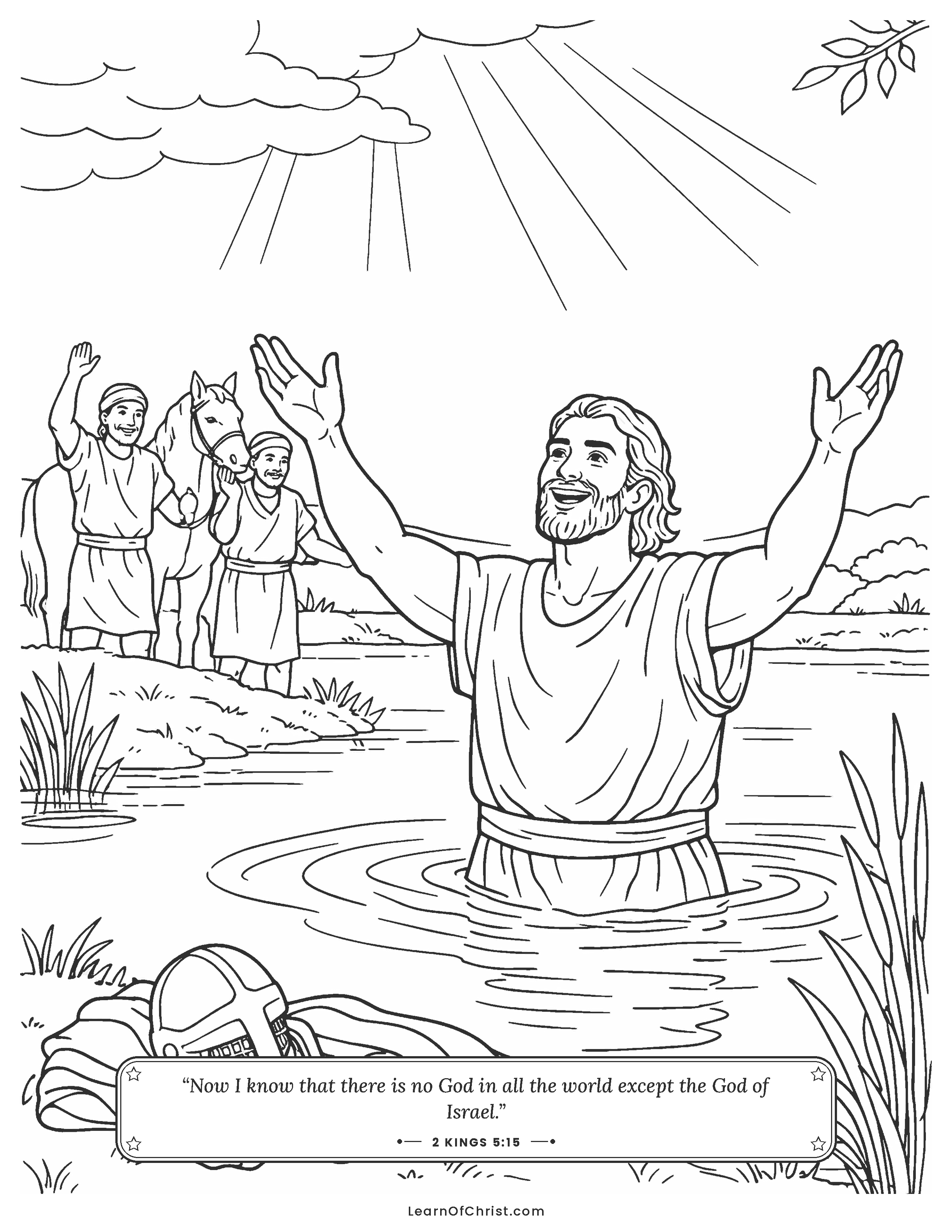 2 Kings 5 coloring page - Naaman washes in the Jordan River
