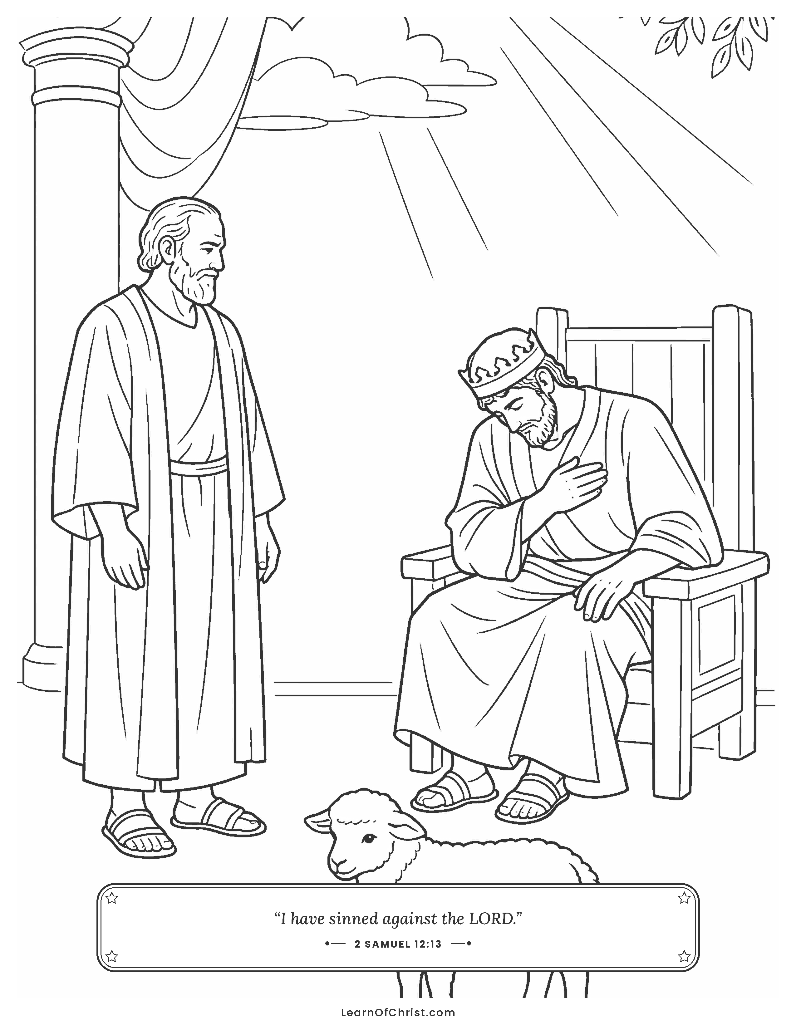 2 Samuel 12 coloring page - Nathan tells David a story about a lamb