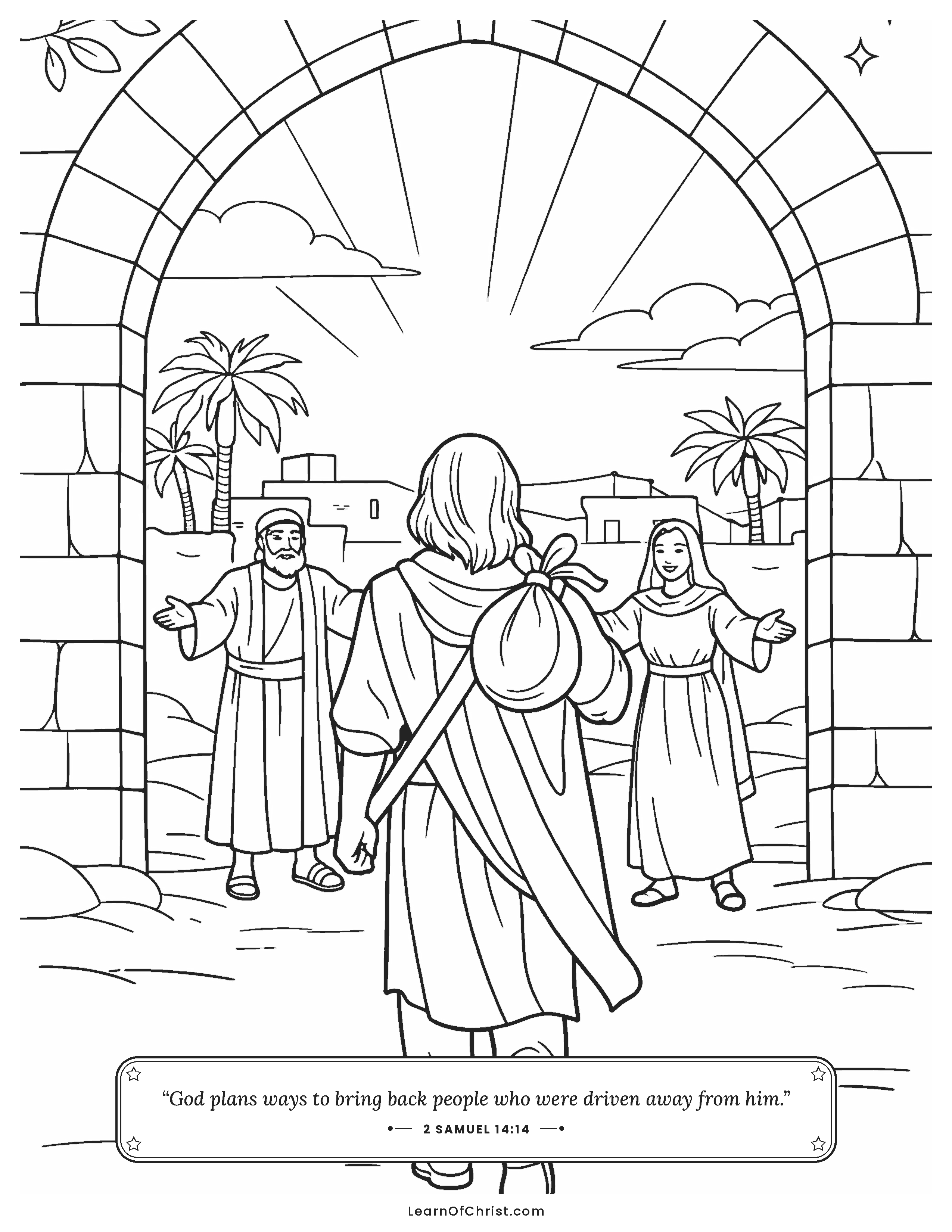 2 Samuel 14 coloring page - Absalom comes back home to the city