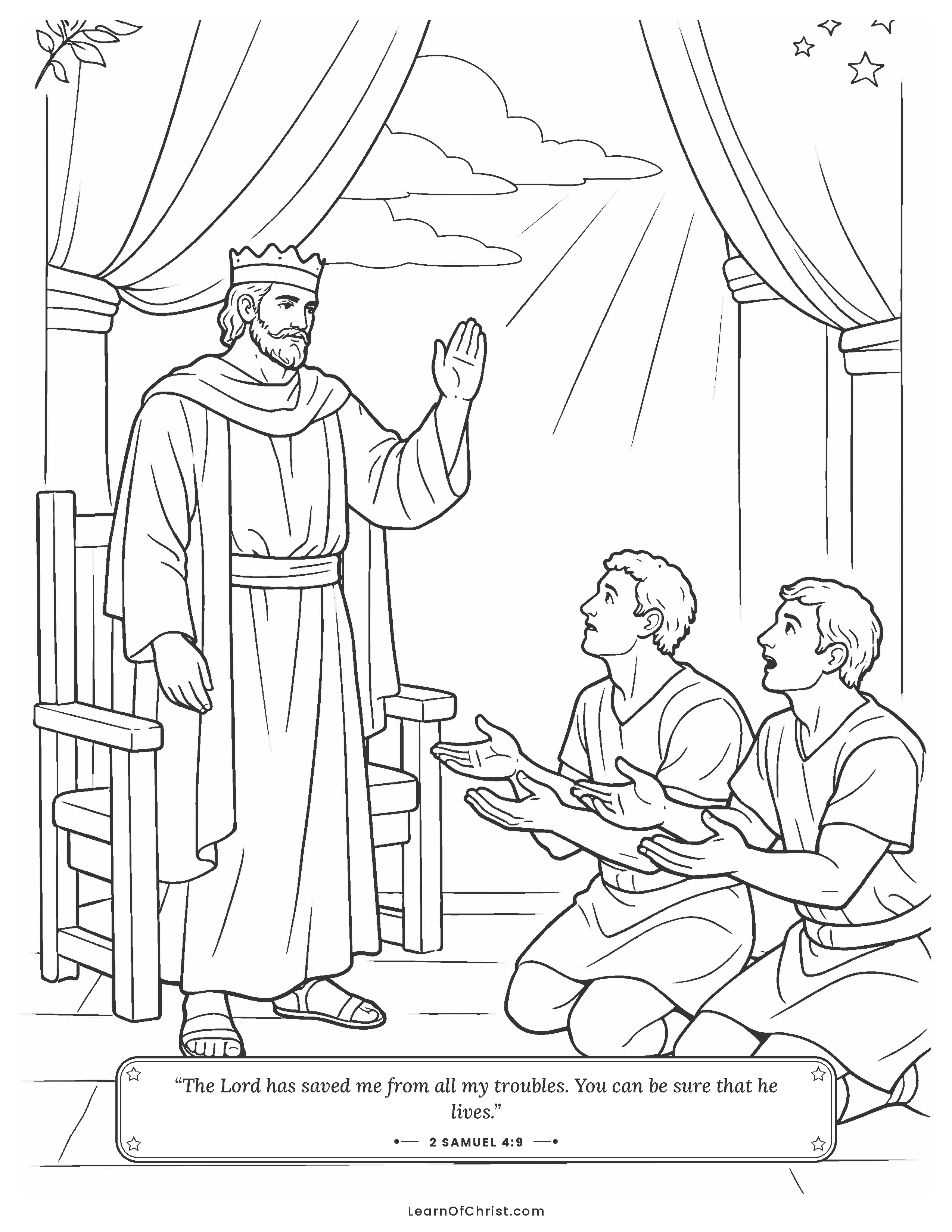 2 Samuel 4 coloring page - David refuses to praise a wrong deed