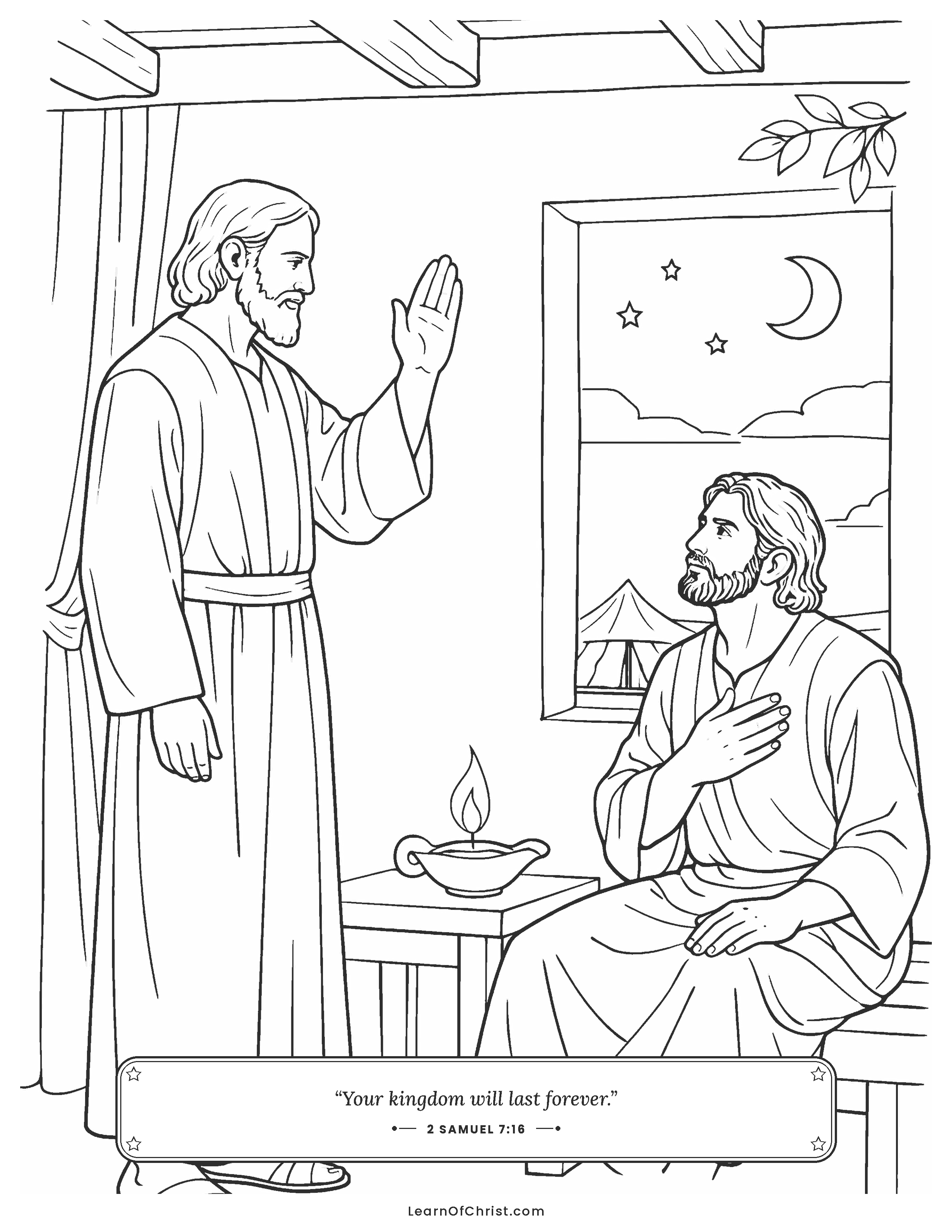 2 Samuel 7 coloring page - Nathan brings God's promise to David