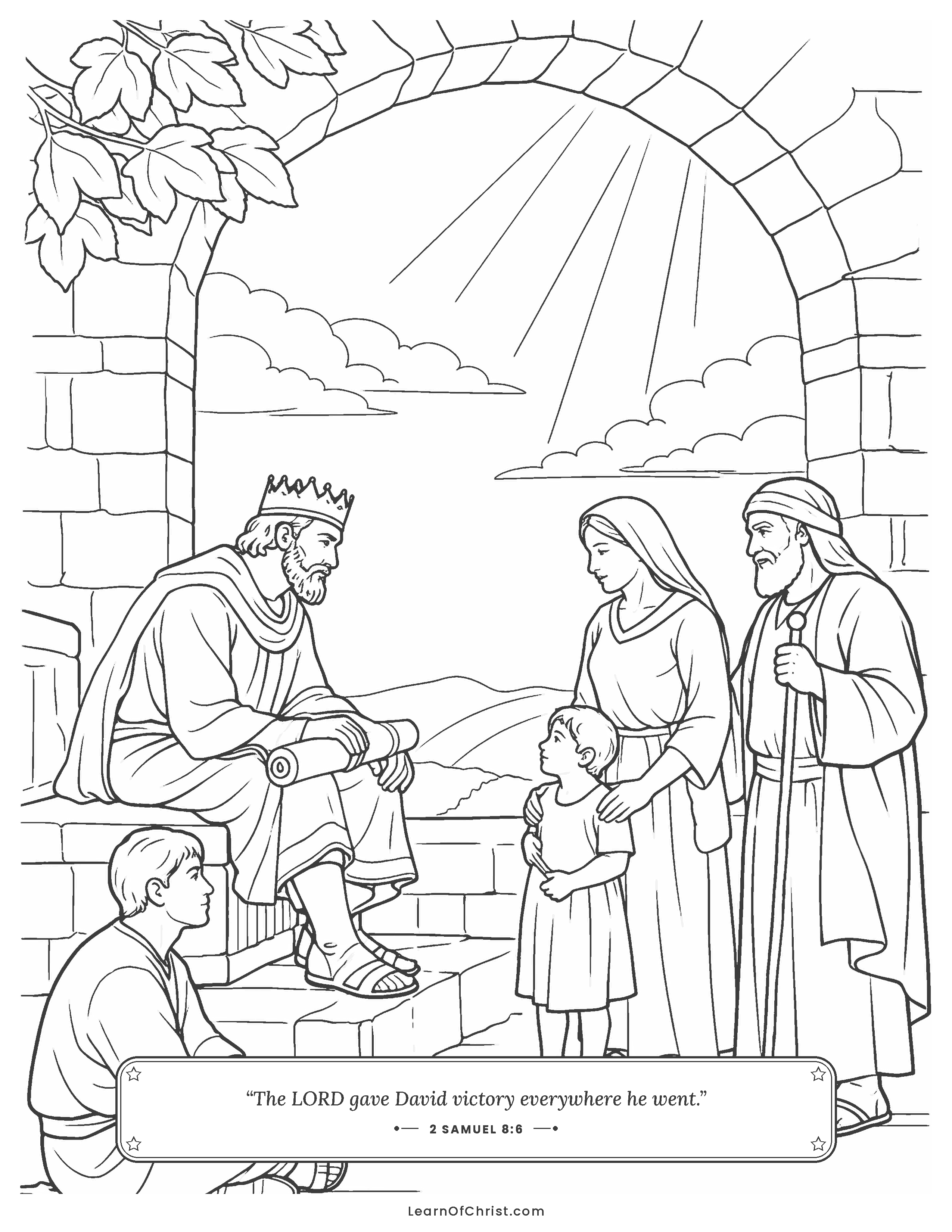 2 Samuel 8 coloring page - King David judges fairly for his people