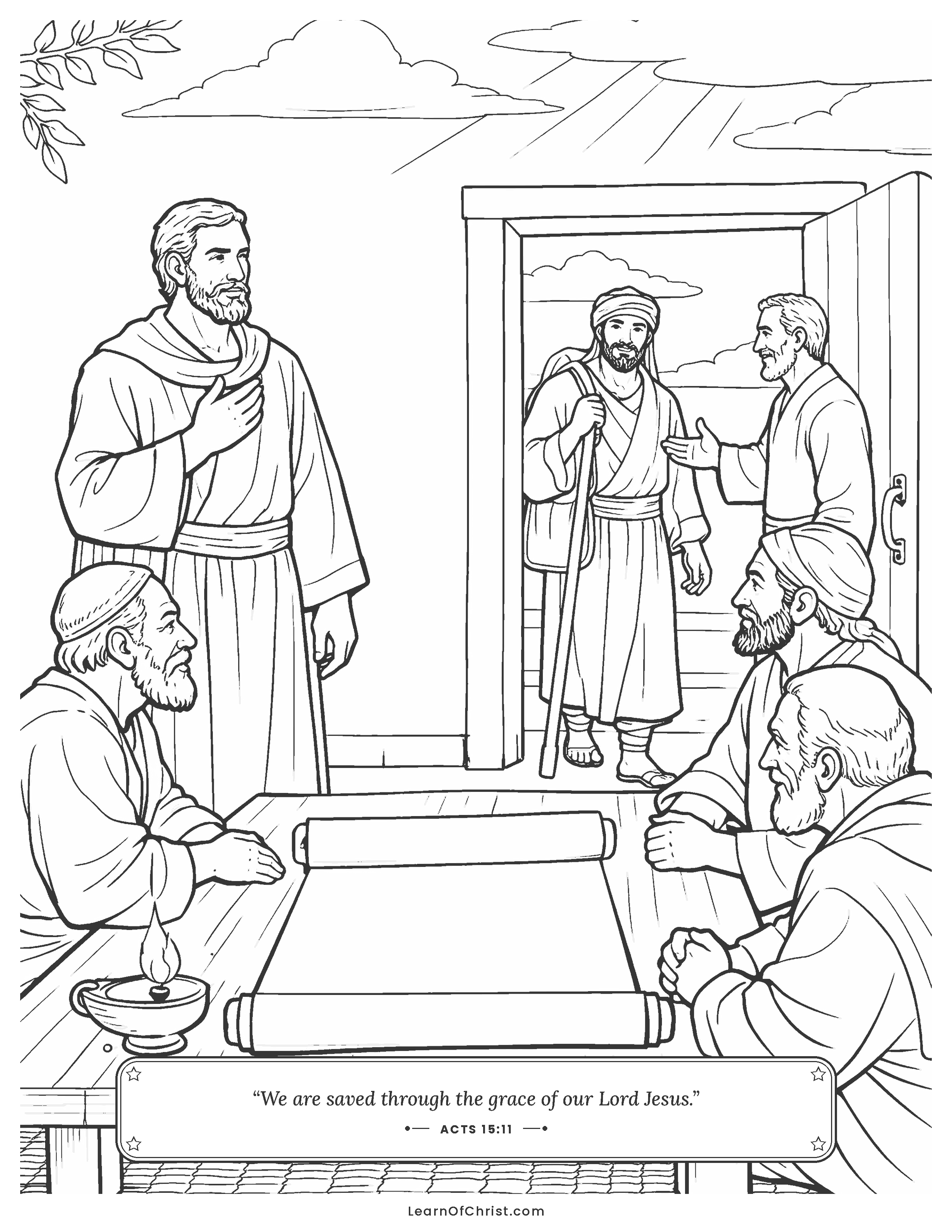 Acts 15 coloring page - Leaders agree that grace welcomes everyone
