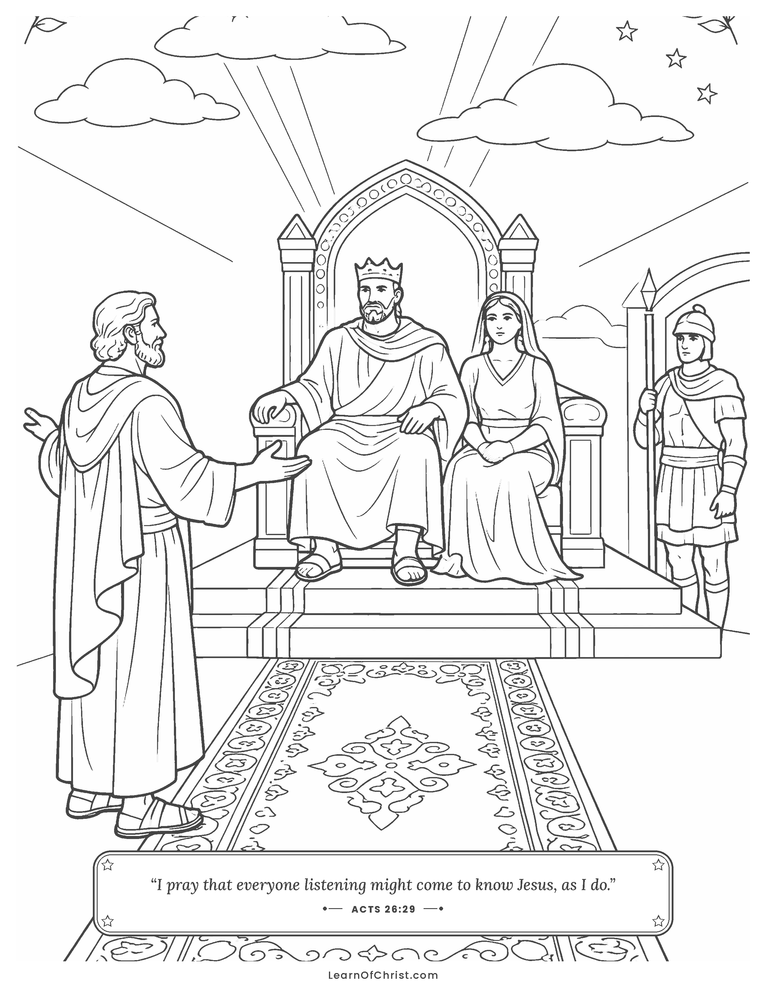 Acts 26 coloring page - Paul tells a king about Jesus