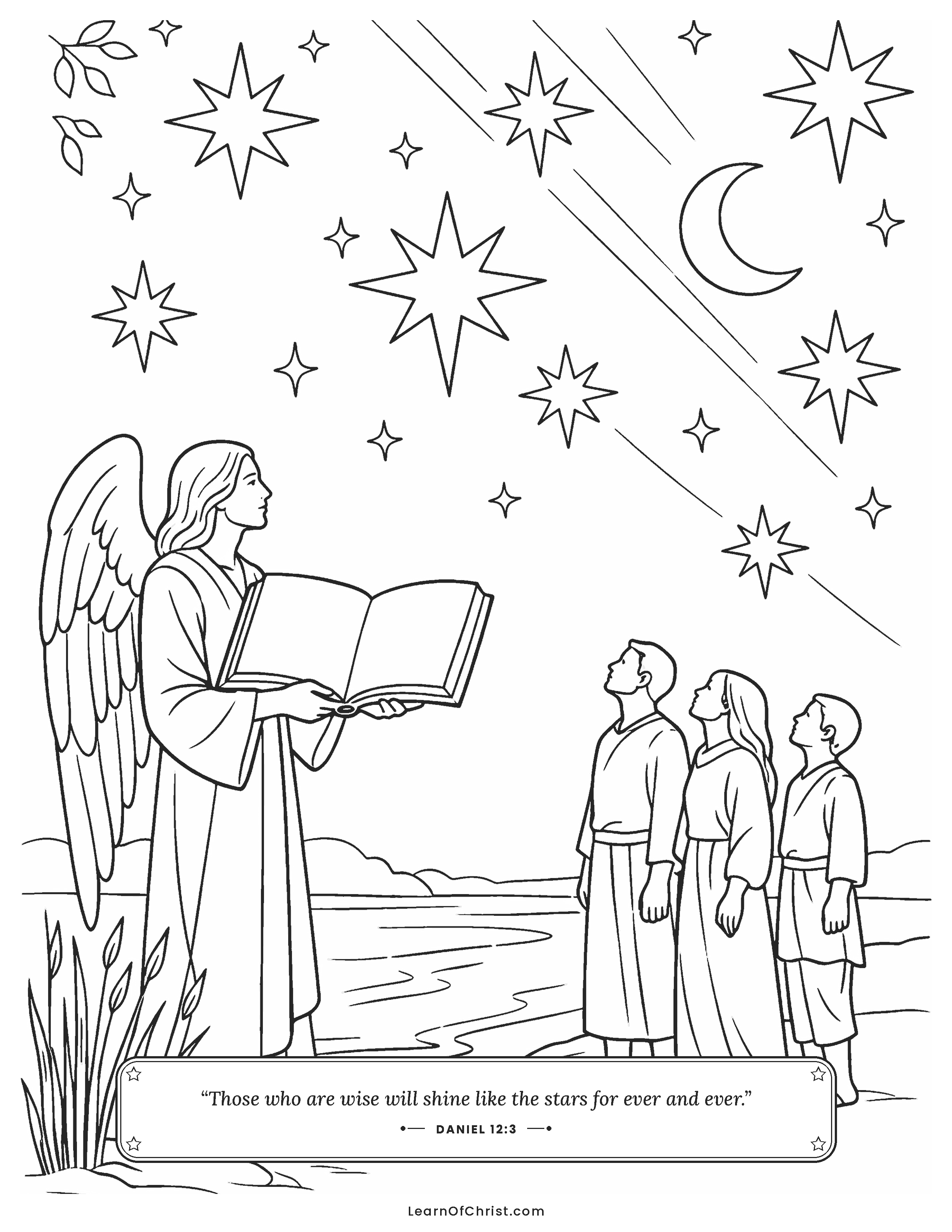 Daniel 12 coloring page - Wise ones shine like the stars