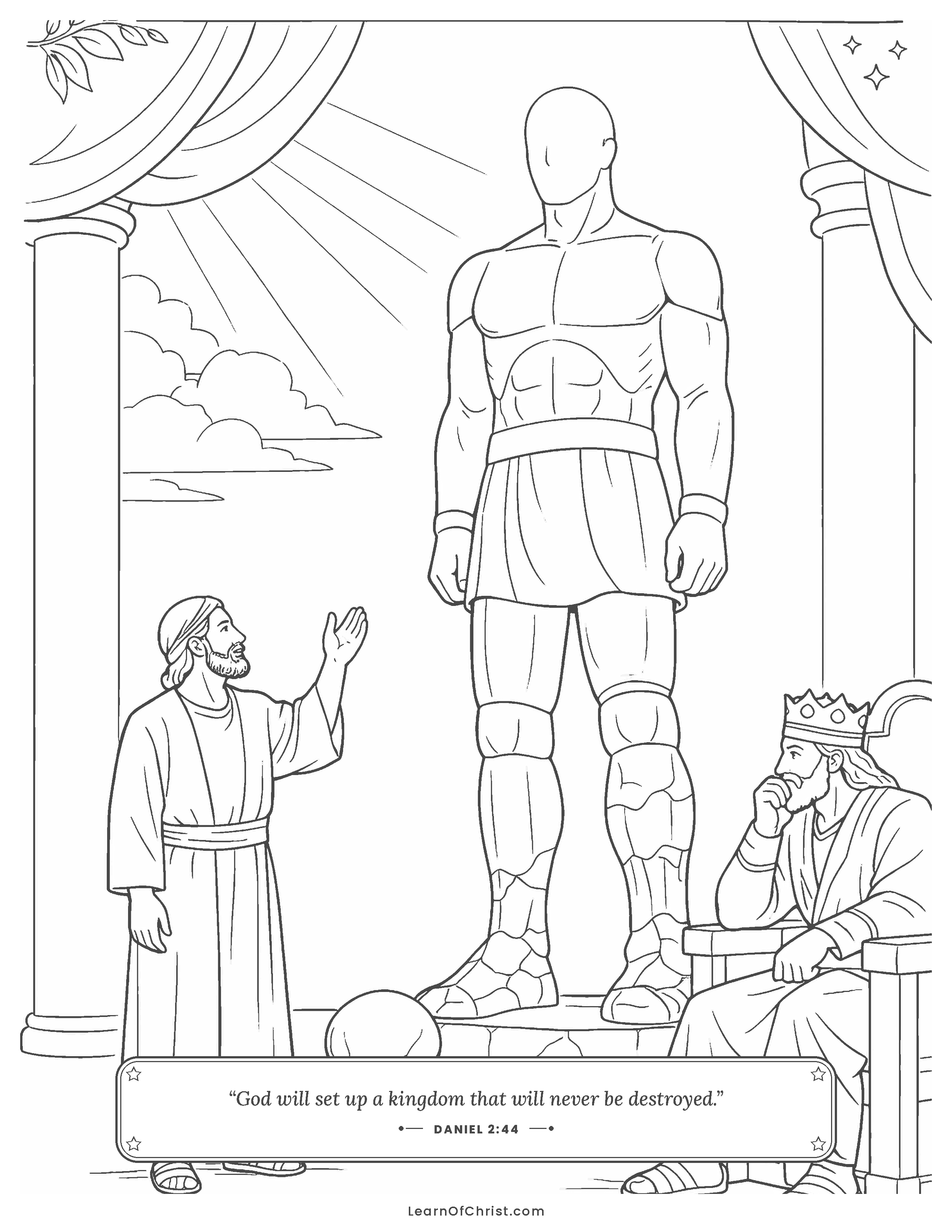 Daniel 2 coloring page - Daniel explains the king's big dream