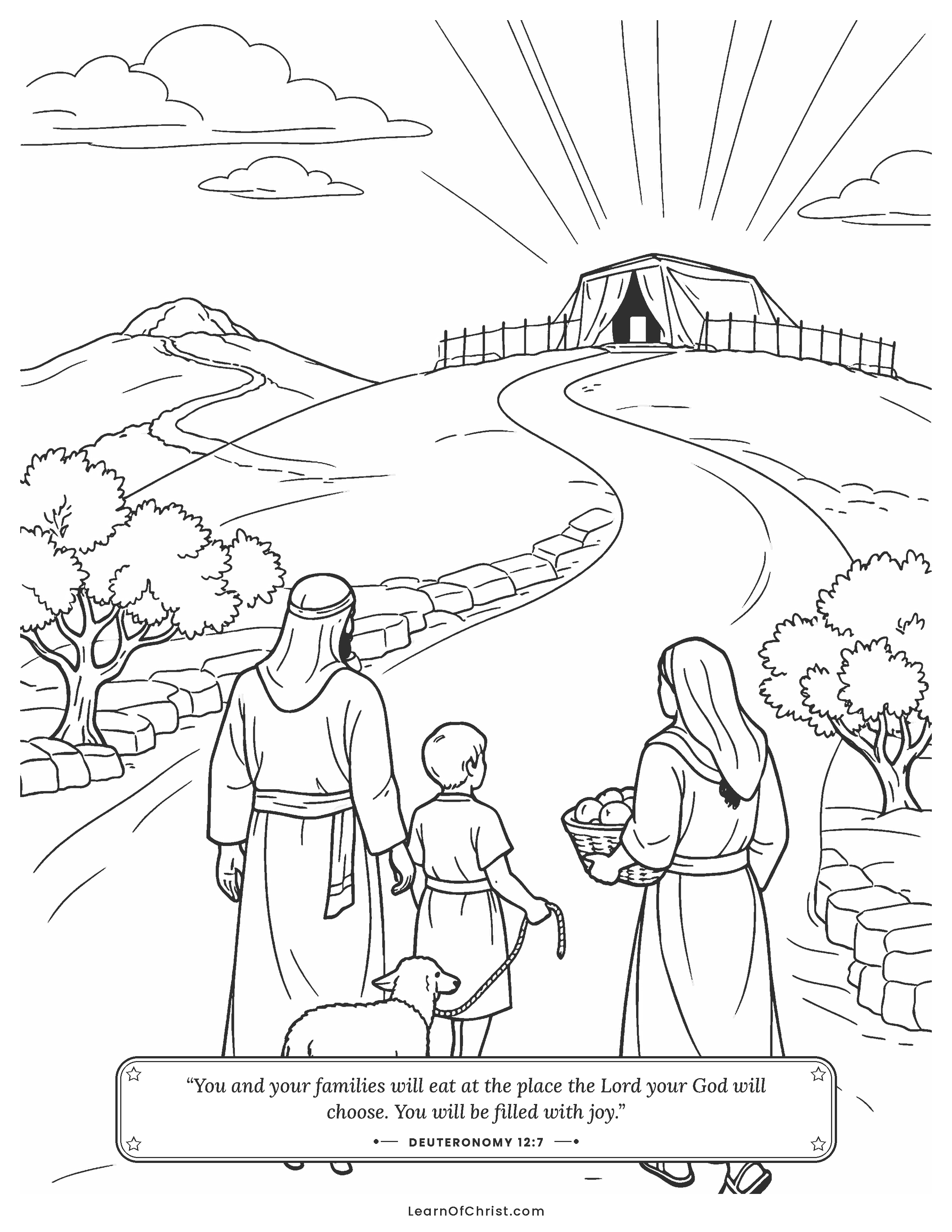 Deuteronomy 12 coloring page - Bringing the gift to the one special place