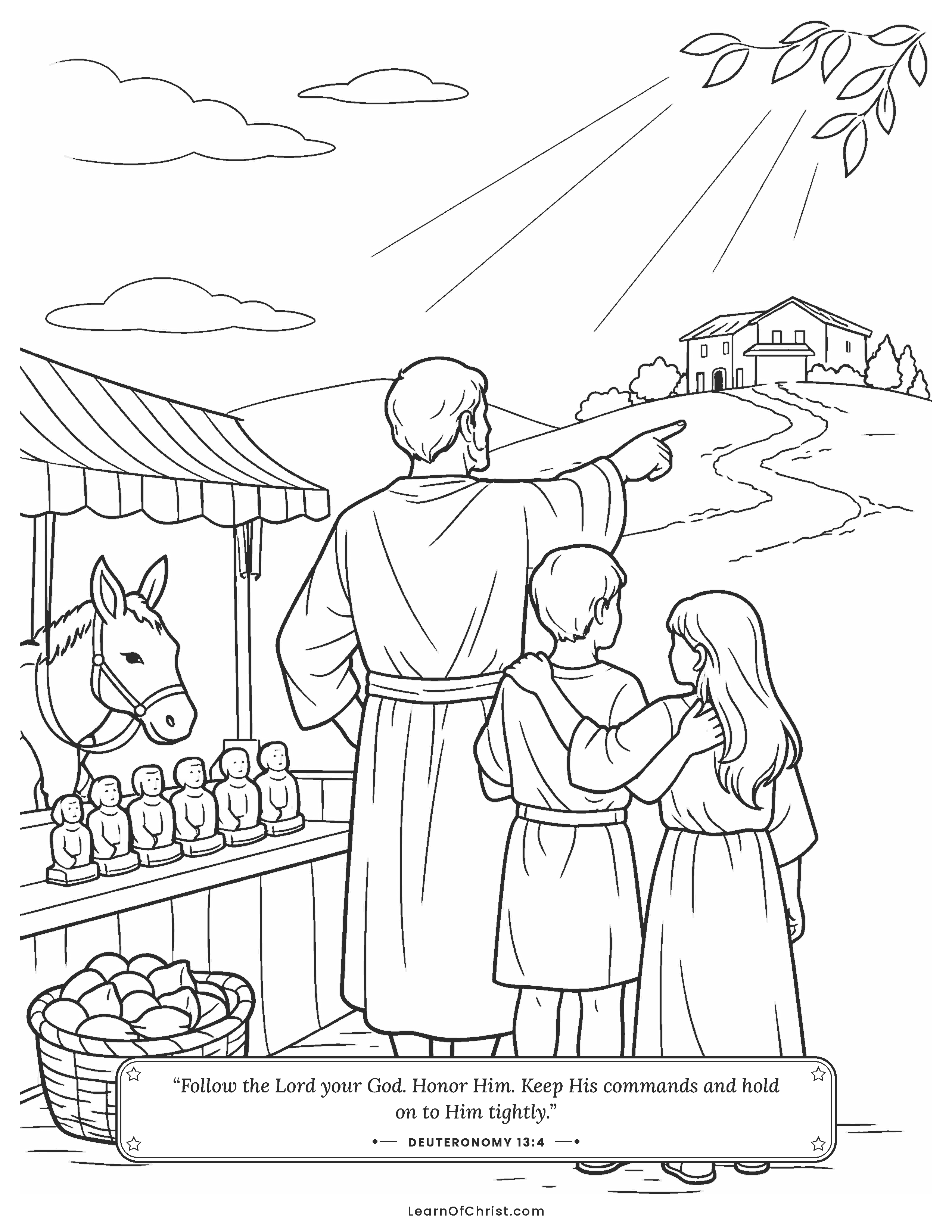 Deuteronomy 13 coloring page - Turning away from the carved statues