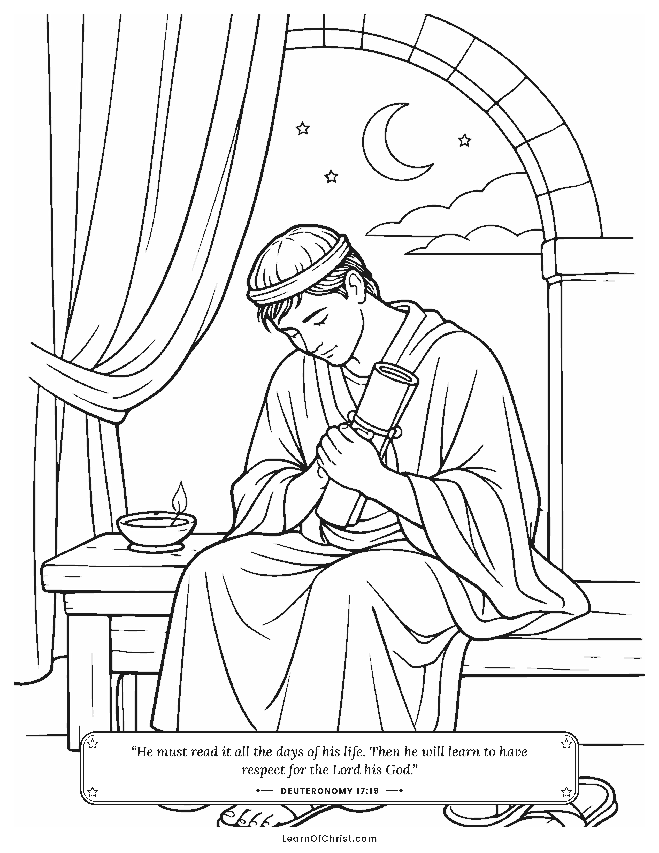 Deuteronomy 17 coloring page - A king keeps God's words close