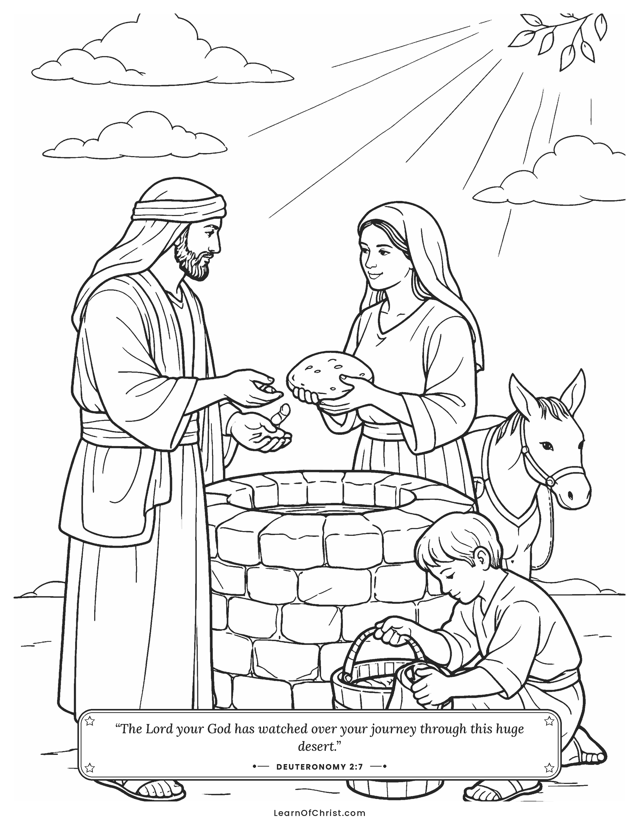 Deuteronomy 2 coloring page - Buying bread and water along the way