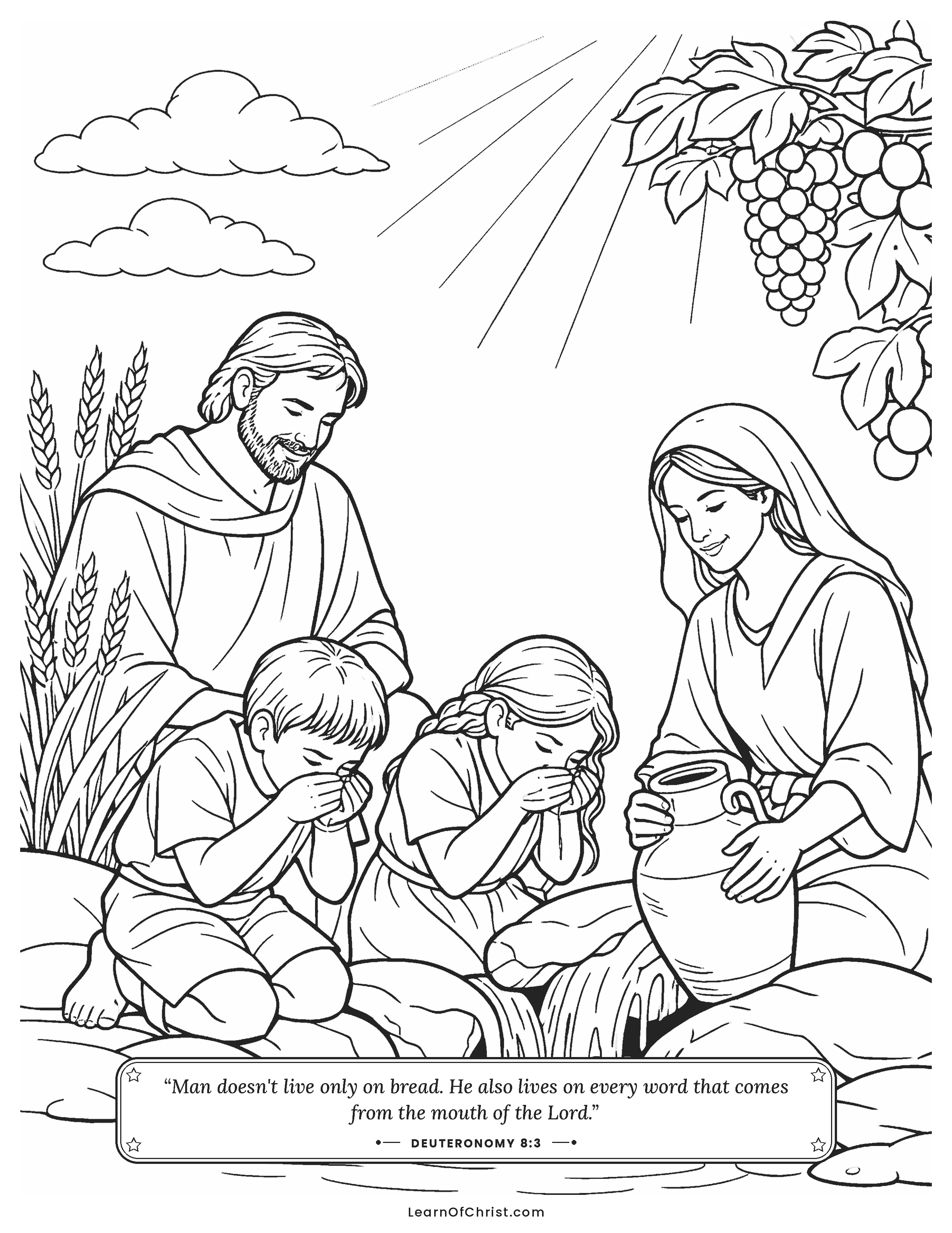 Deuteronomy 8 coloring page - Springs of water in the good land