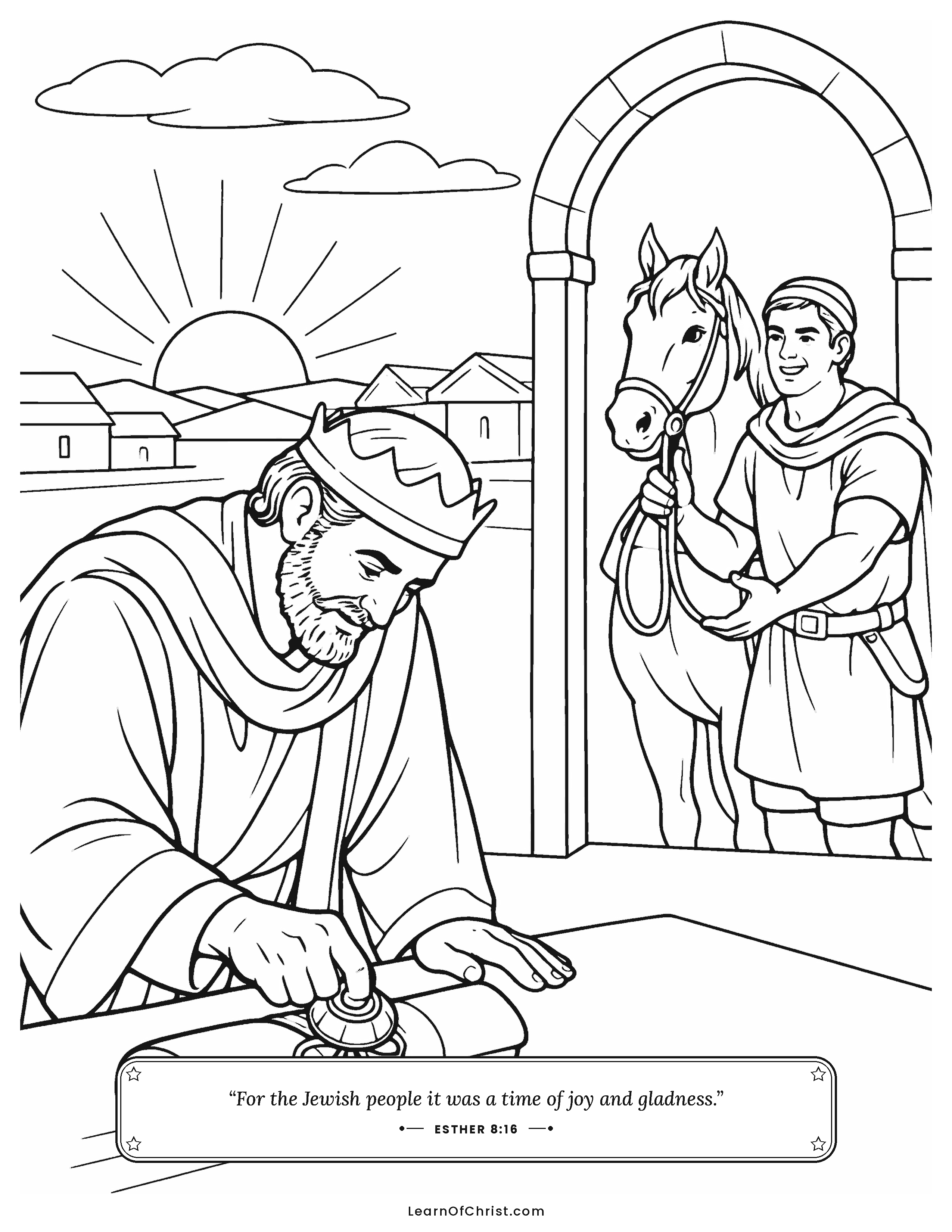 Esther 8 coloring page - Mordecai seals the good news