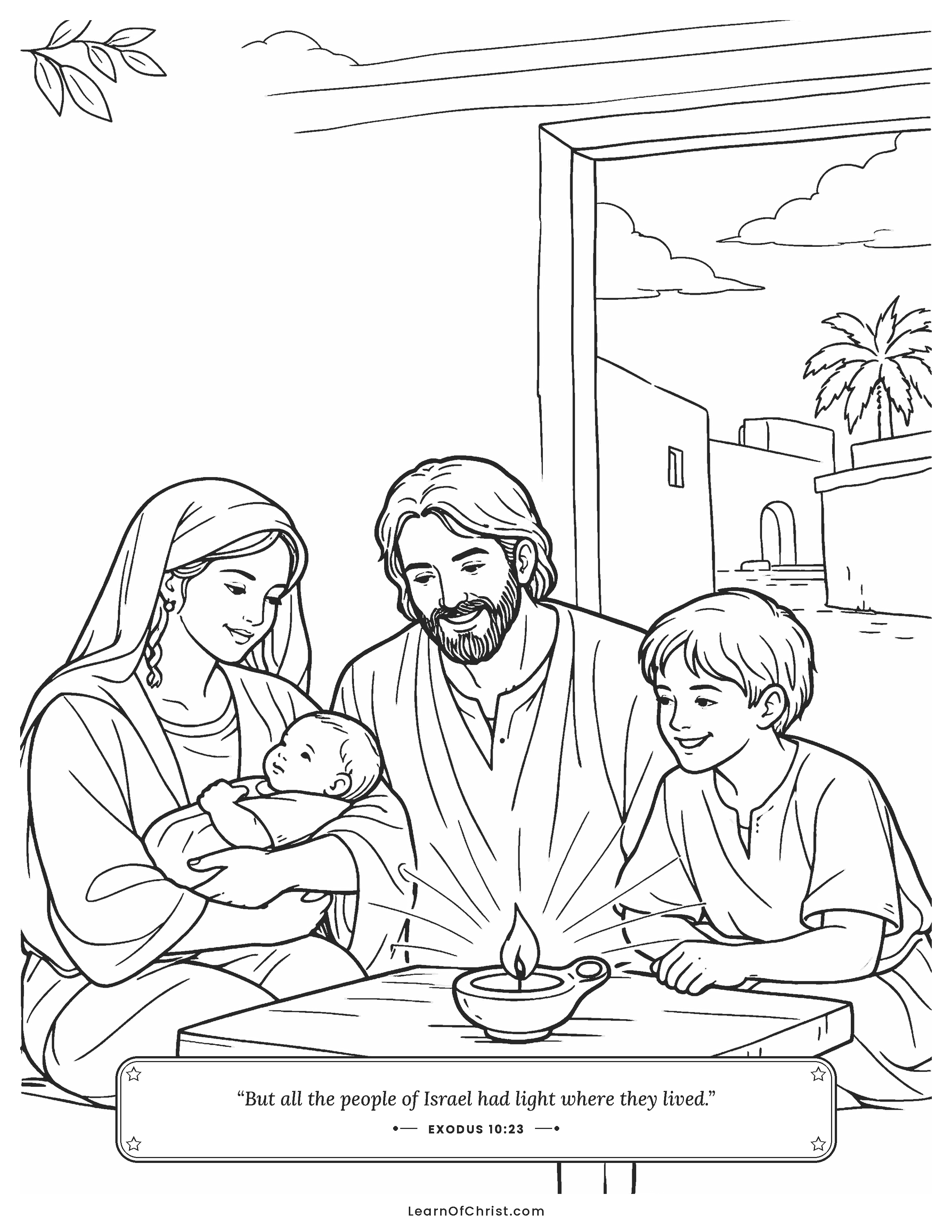 Exodus 10 coloring page - Light in the homes of God's people
