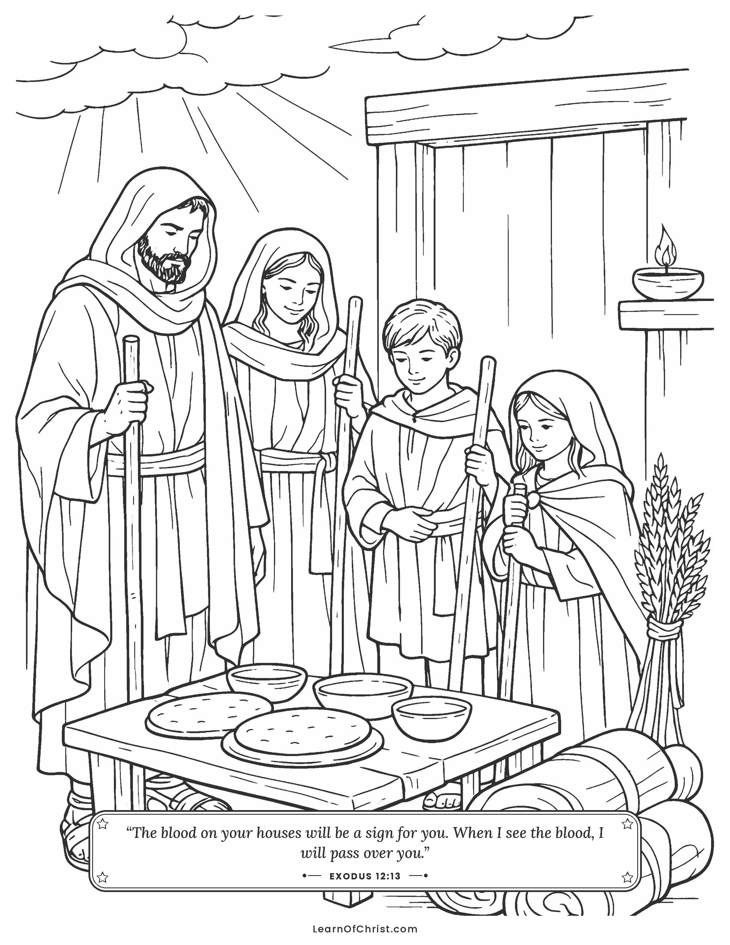 Exodus 12 coloring page - Ready to go on Passover night