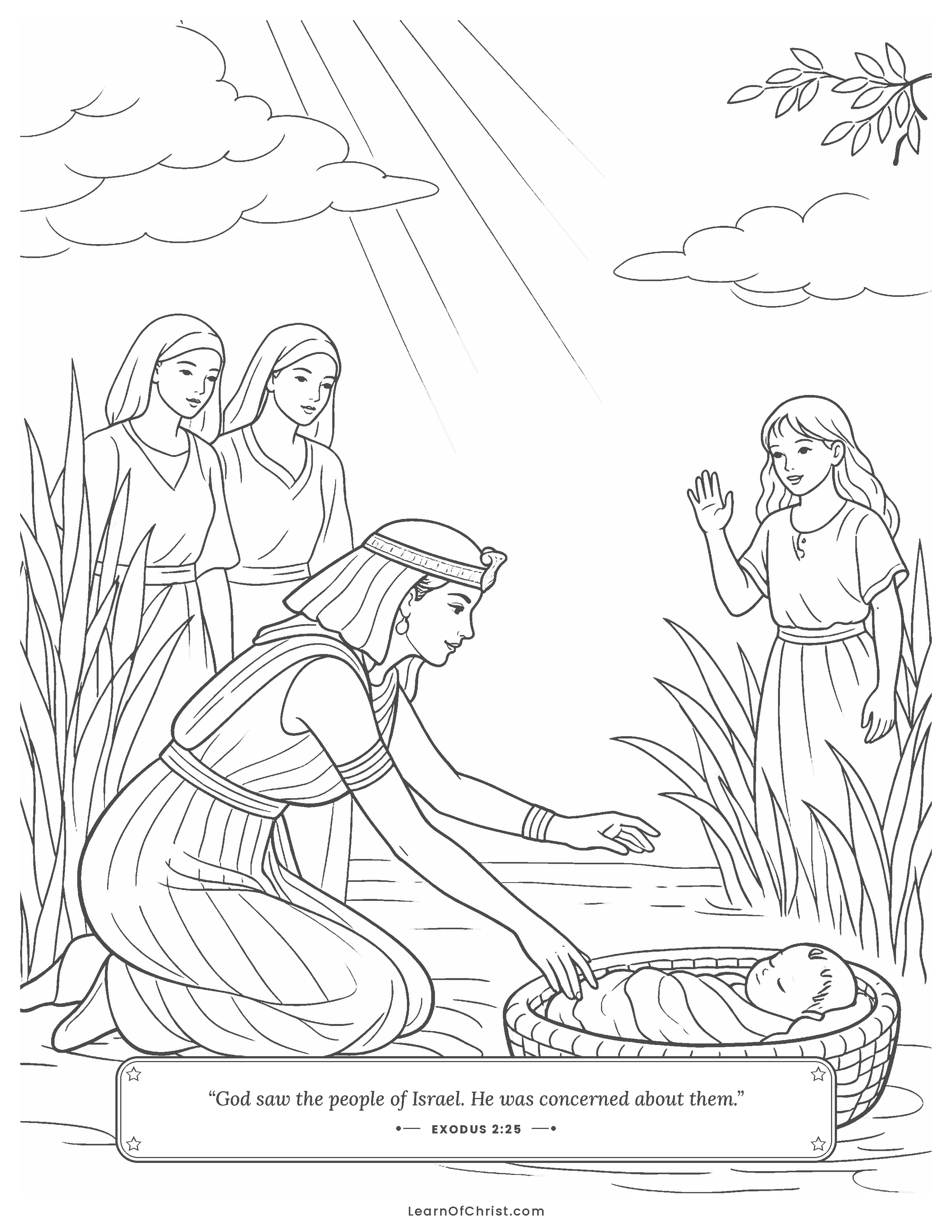 Exodus 2 coloring page - The baby in the basket