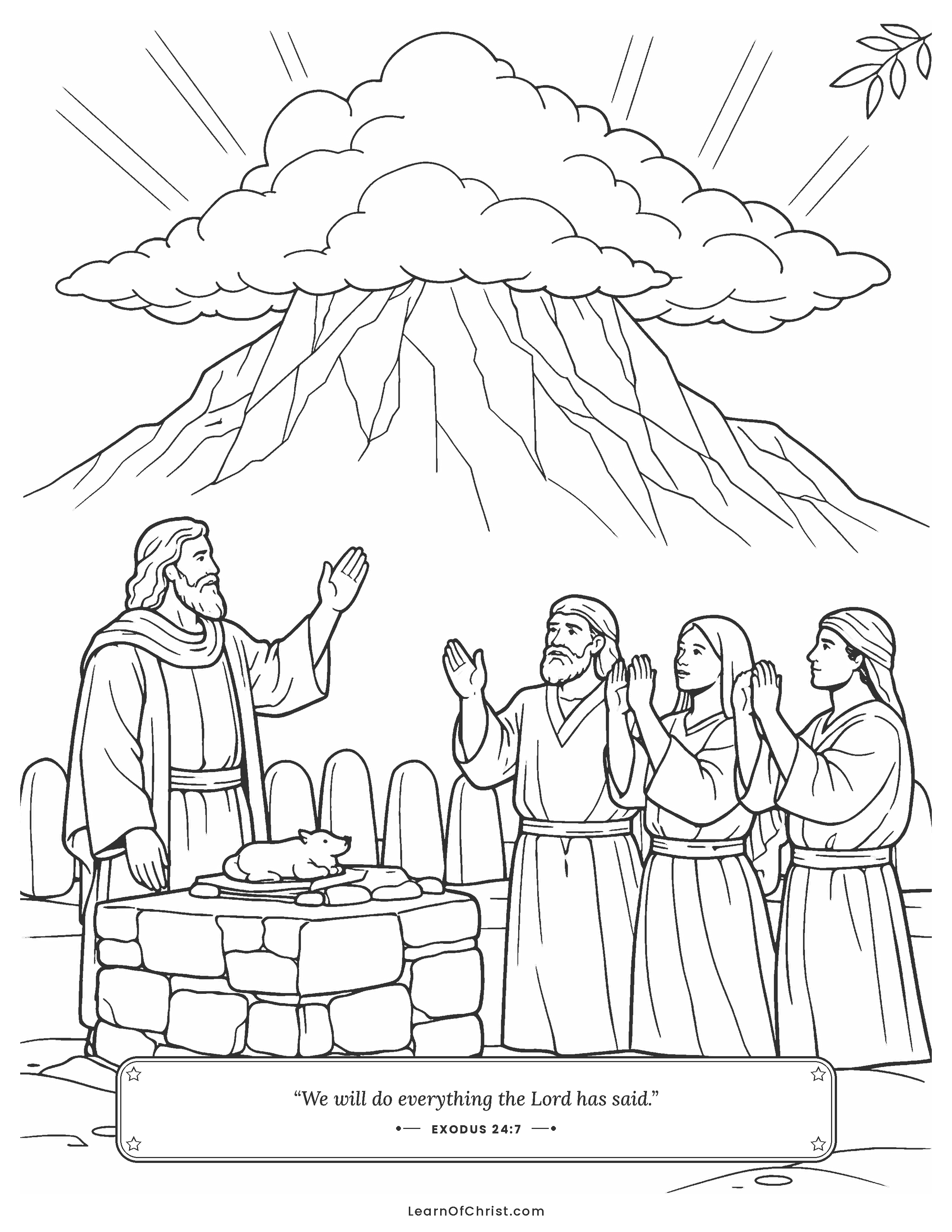 Exodus 24 coloring page - The people promise to obey God