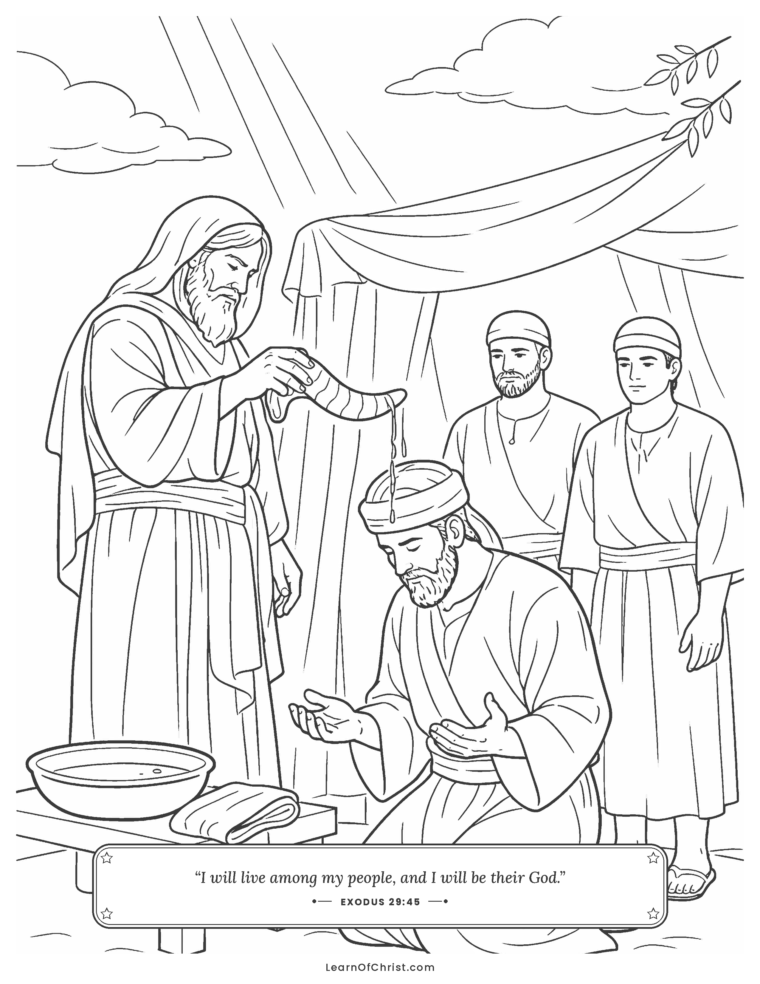 Exodus 29 coloring page - Aaron is set apart to serve God