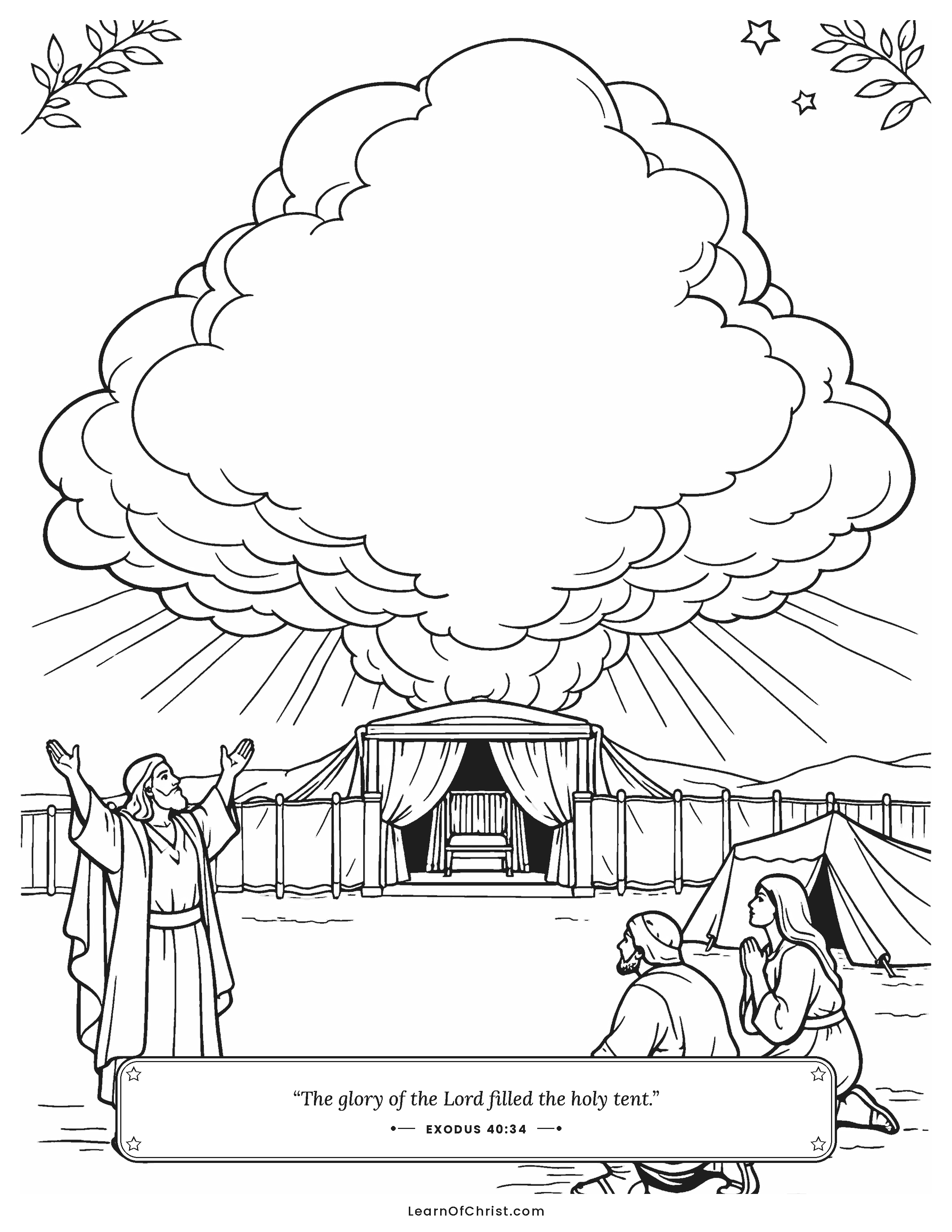 Exodus 40 coloring page - The cloud fills the finished tabernacle