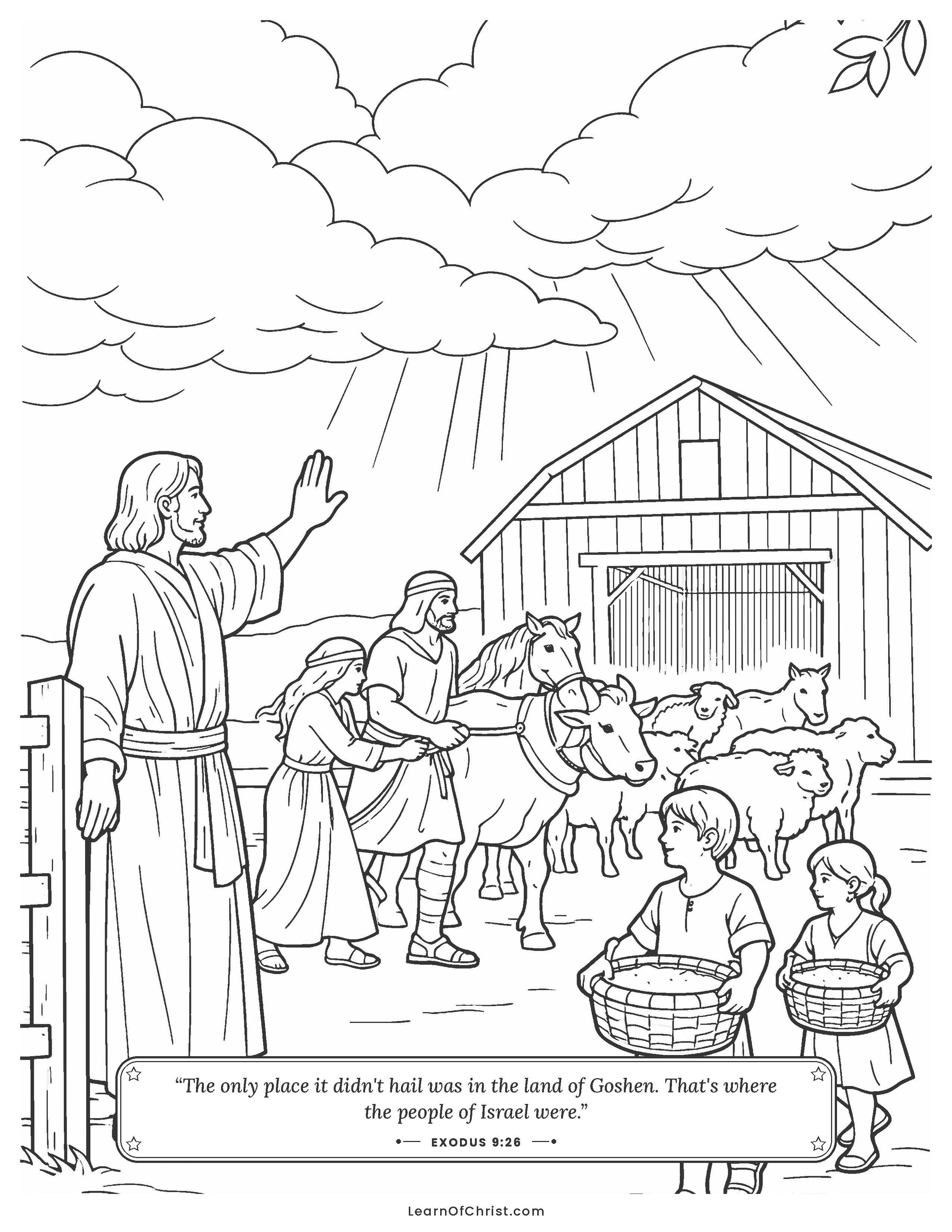 Exodus 9 coloring page - A warning before the great hailstorm
