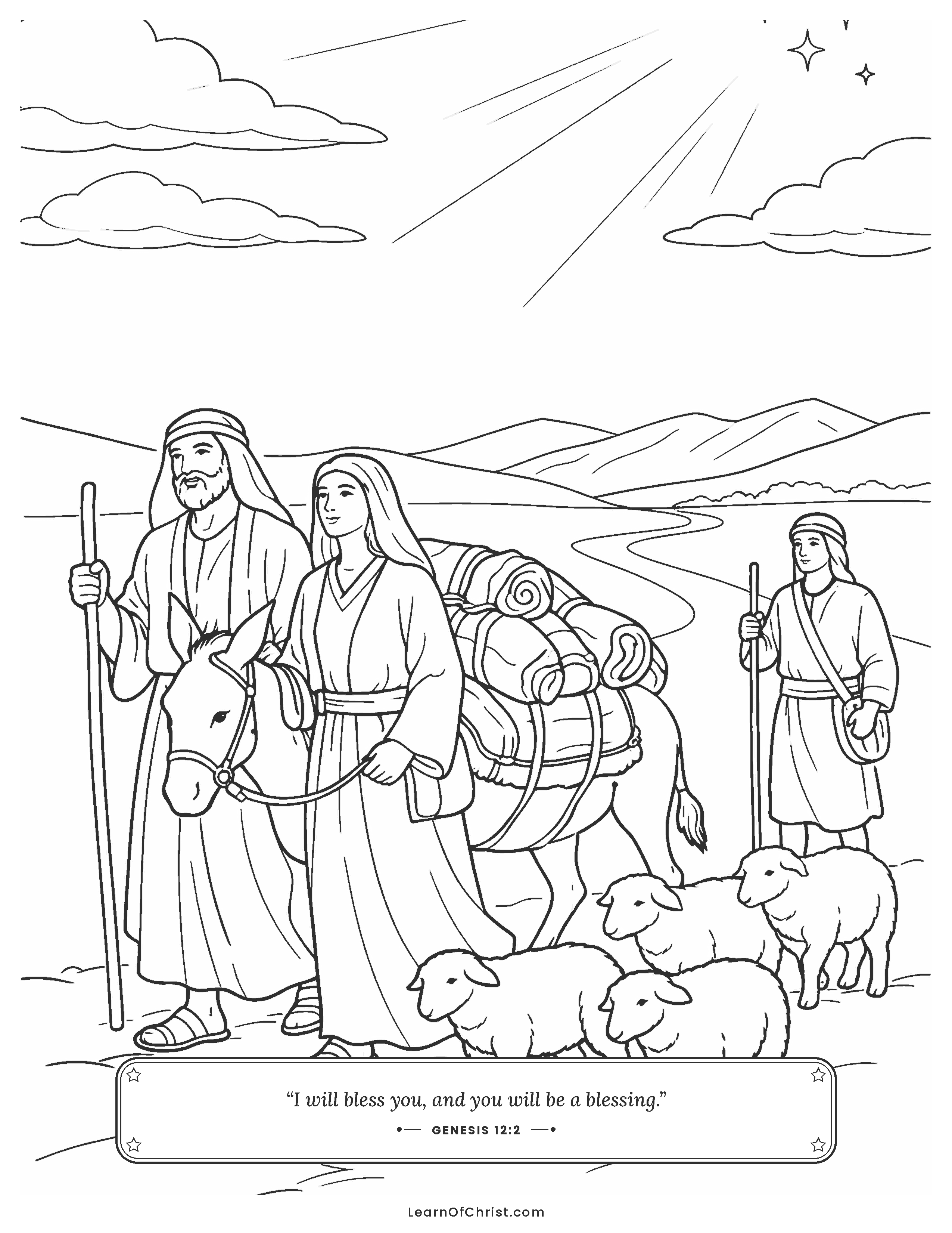 Genesis 12 coloring page - Abram sets out for a new land