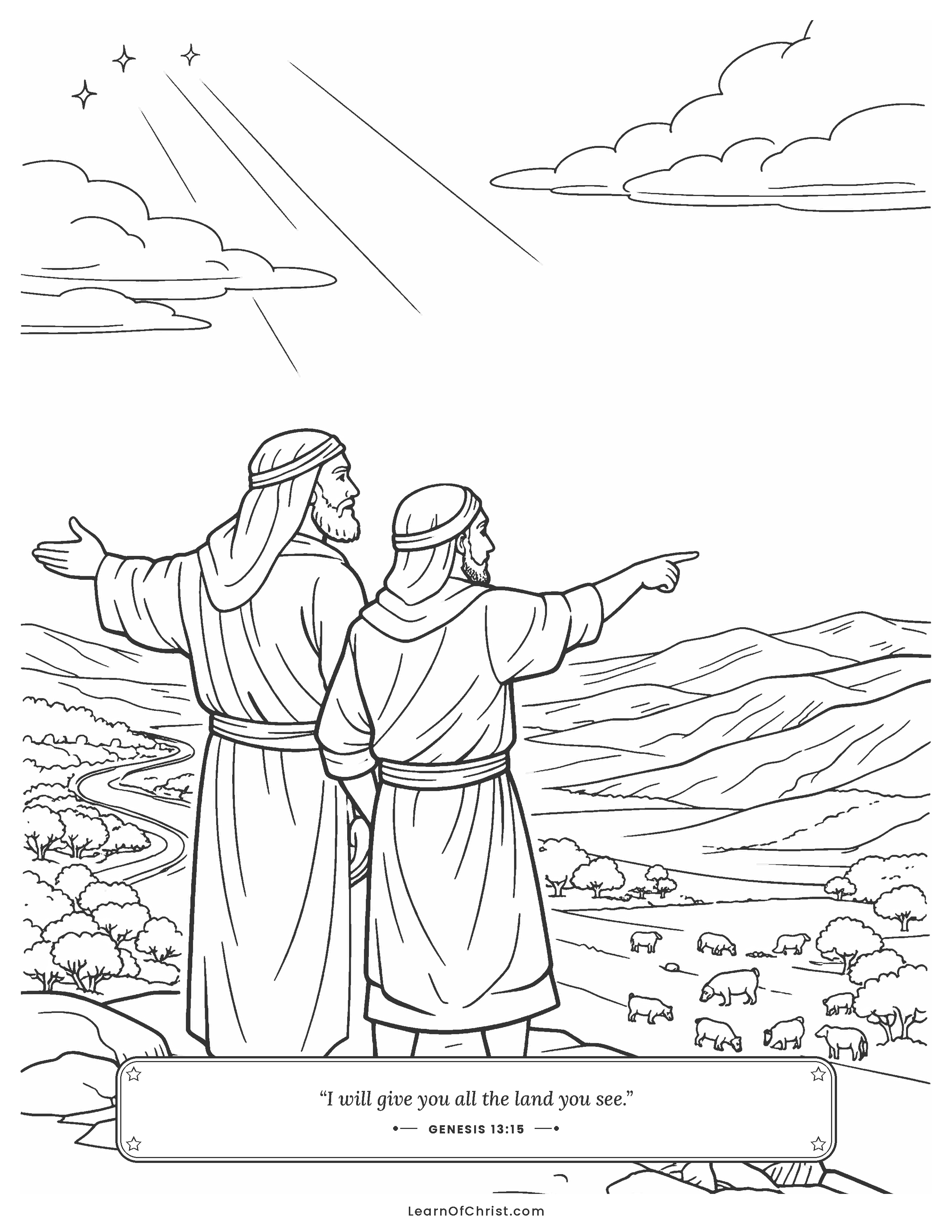 Genesis 13 coloring page - Abram lets Lot choose first