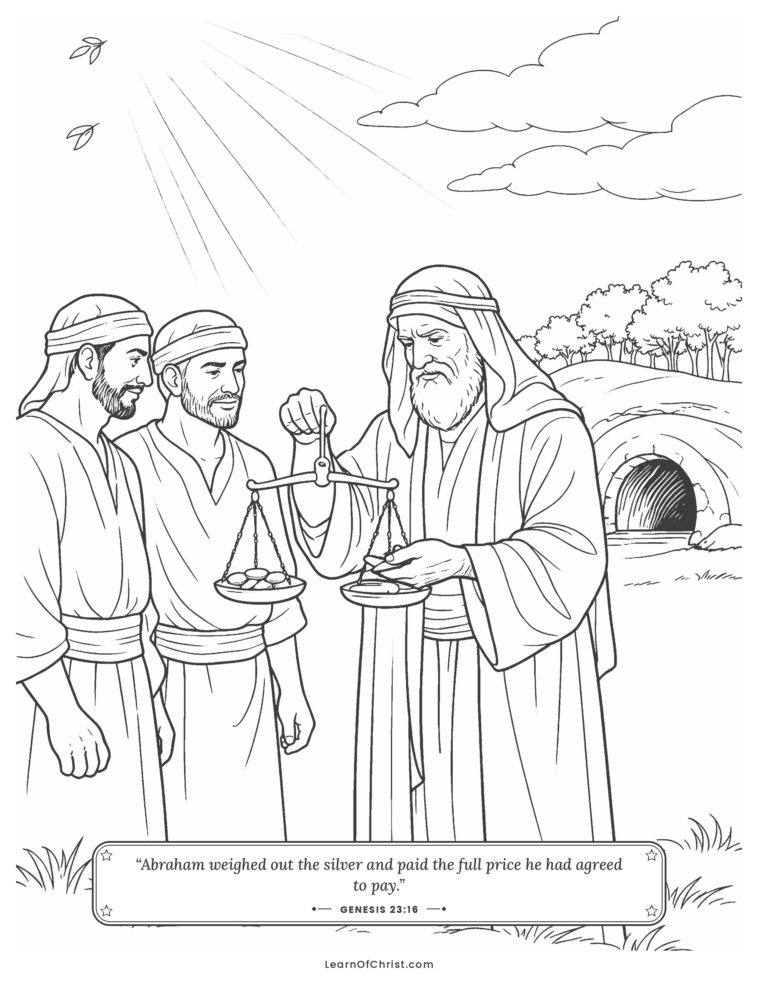 Genesis 23 coloring page - Abraham buys the field and cave