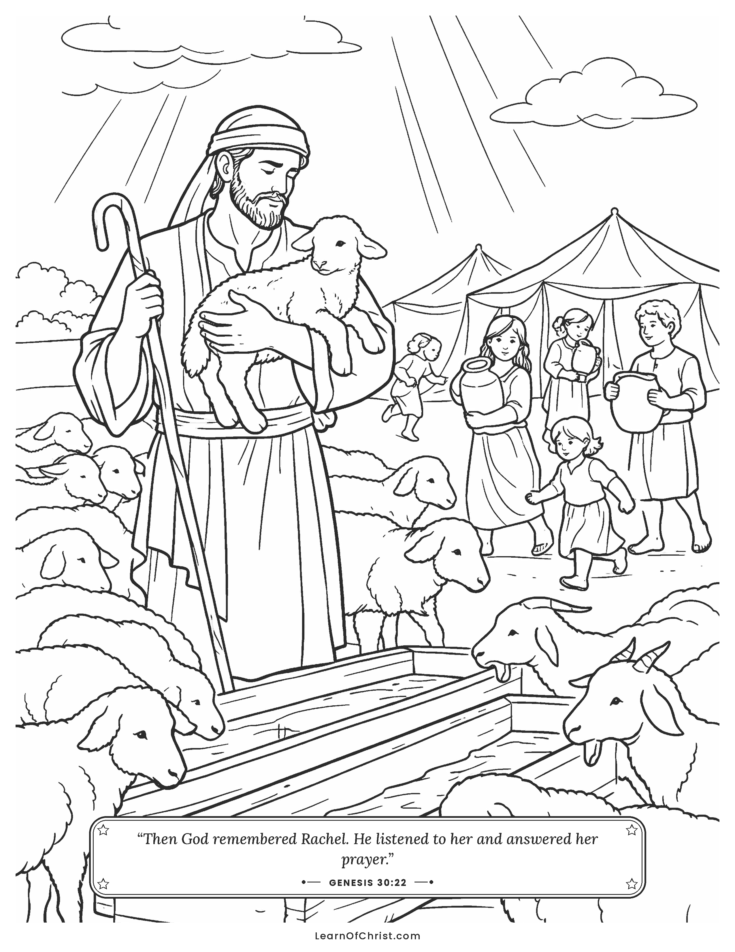 Genesis 30 coloring page - Jacob's family and flocks grow large