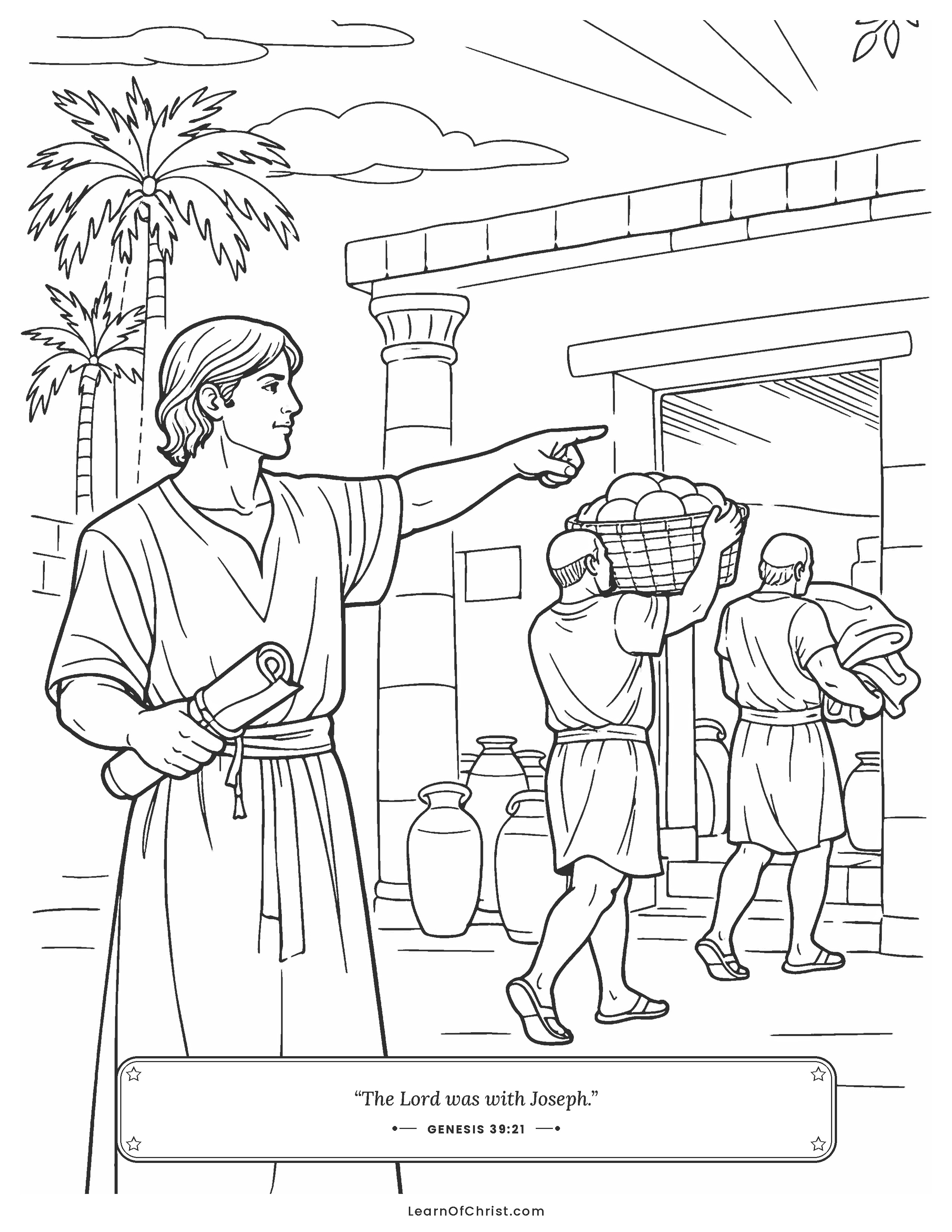 Genesis 39 coloring page - Joseph put in charge of a household