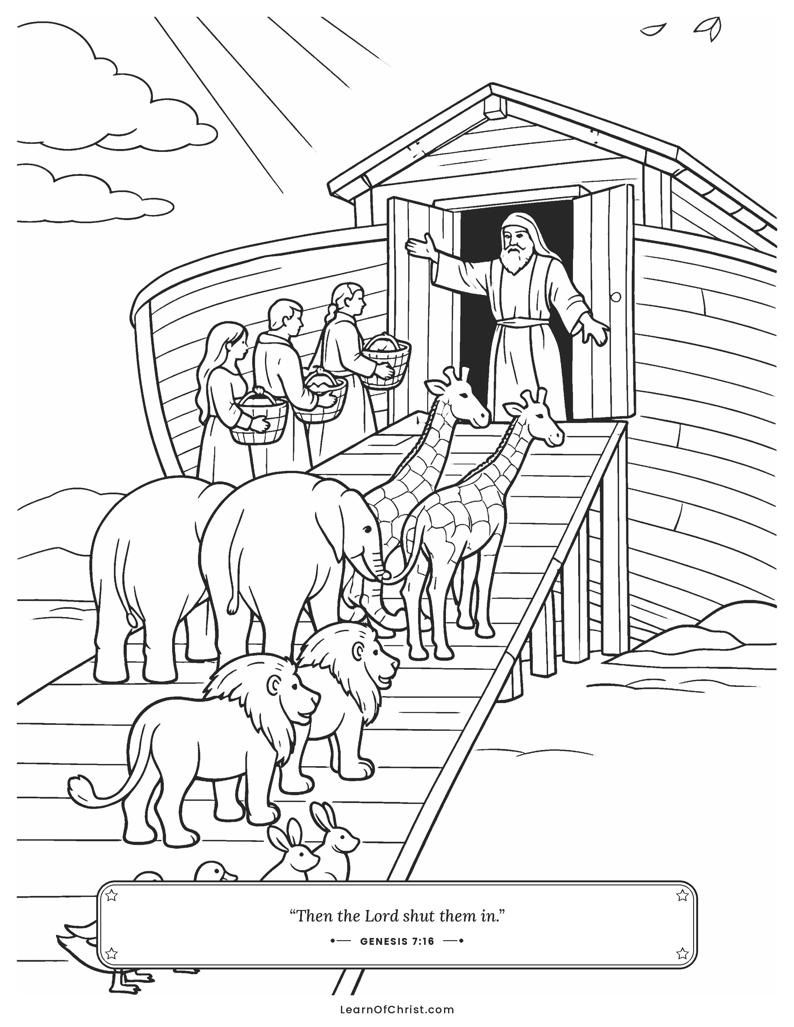 Genesis 7 coloring page - The animals come two by two