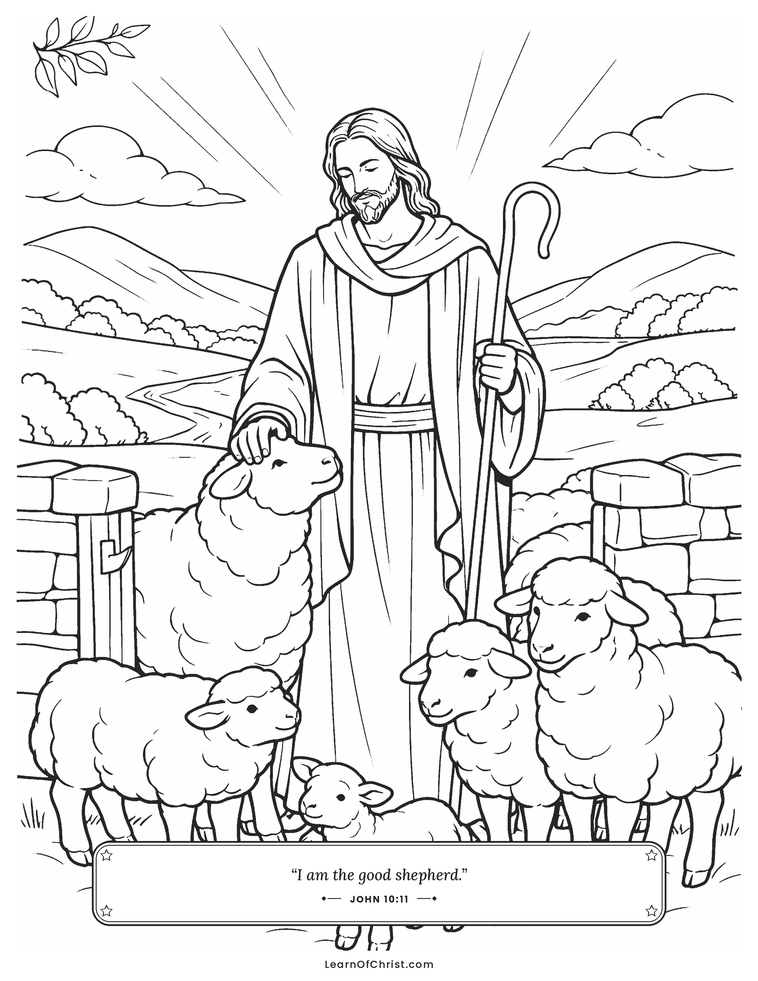 John 10 coloring page - The good shepherd knows every sheep
