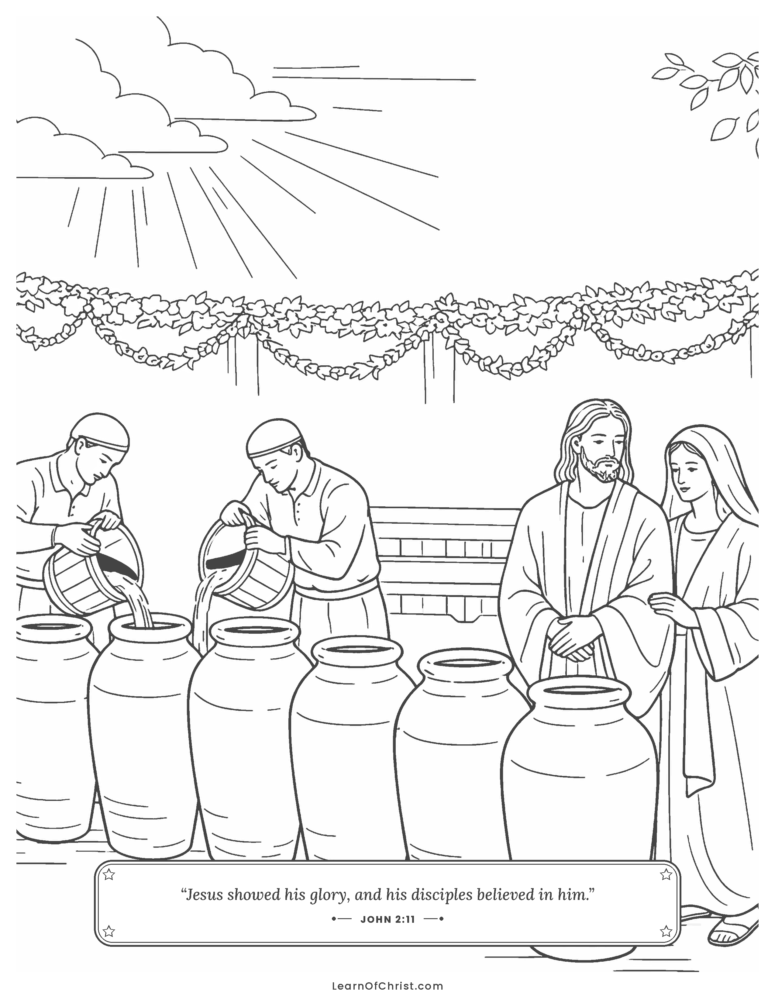 John 2 coloring page - Water becomes the best wine at Cana