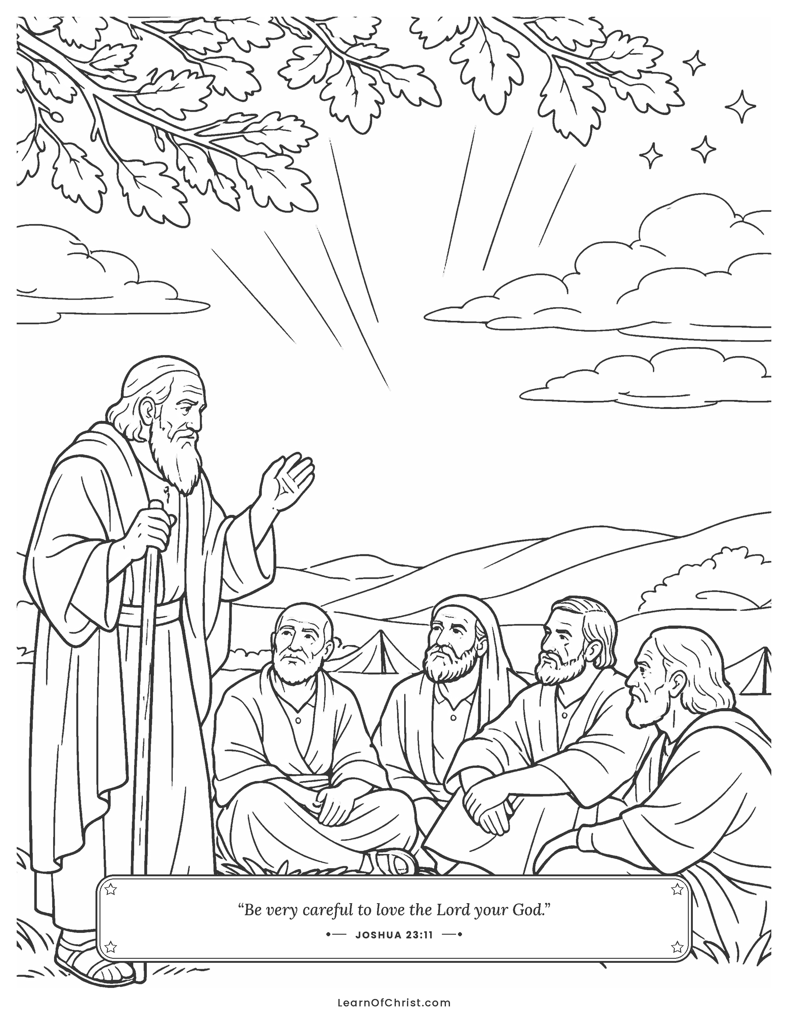 Joshua 23 coloring page - Old Joshua gives his farewell advice