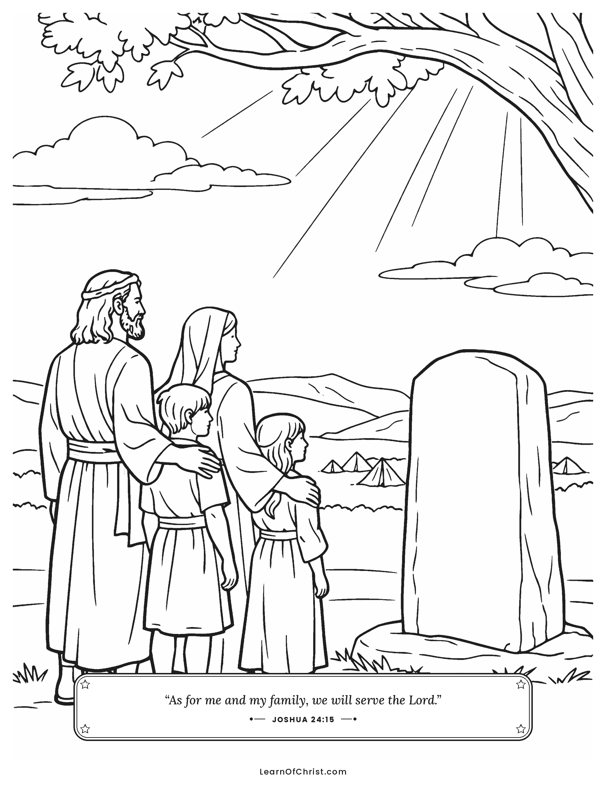 Joshua 24 coloring page - Joshua and his family choose the Lord