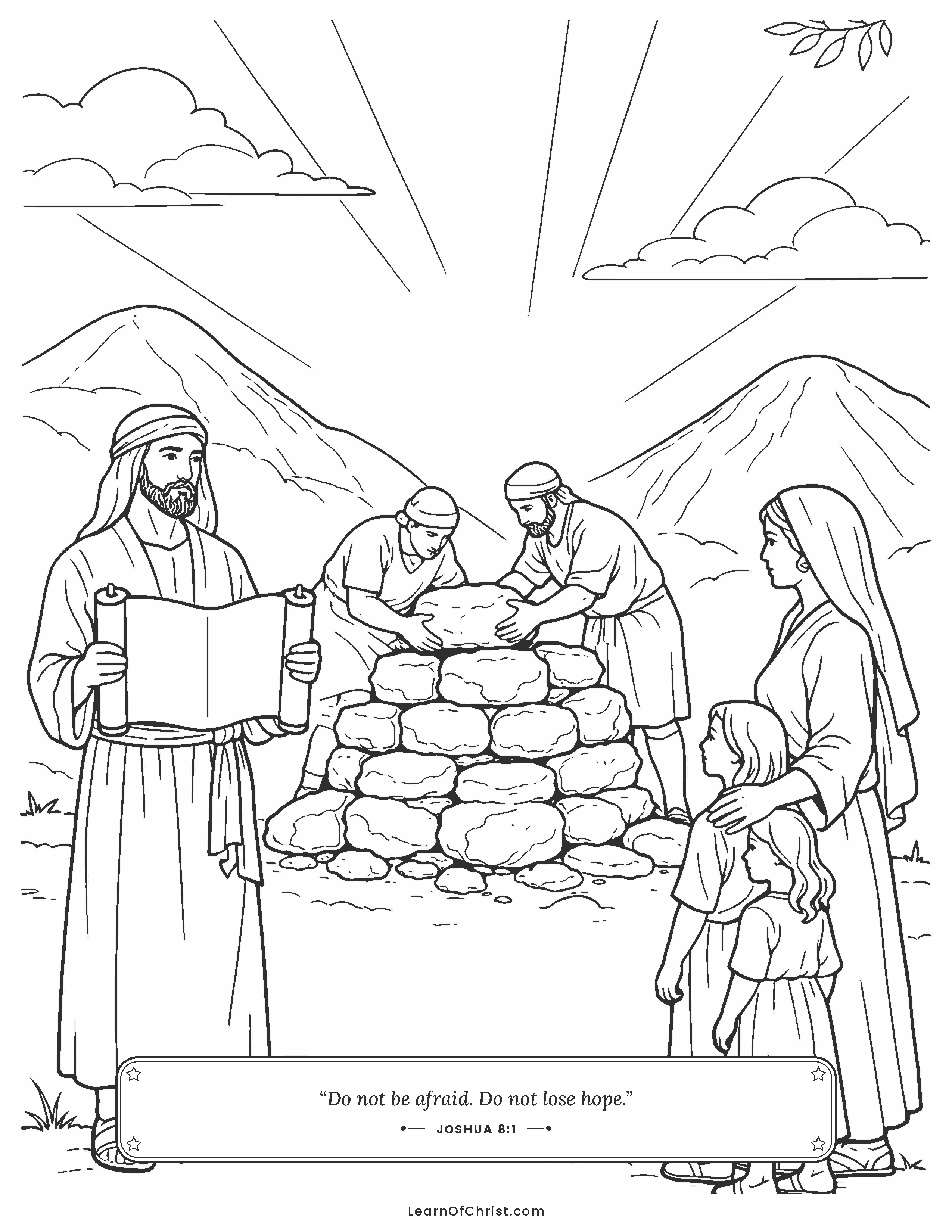 Joshua 8 coloring page - Building an altar for a fresh start