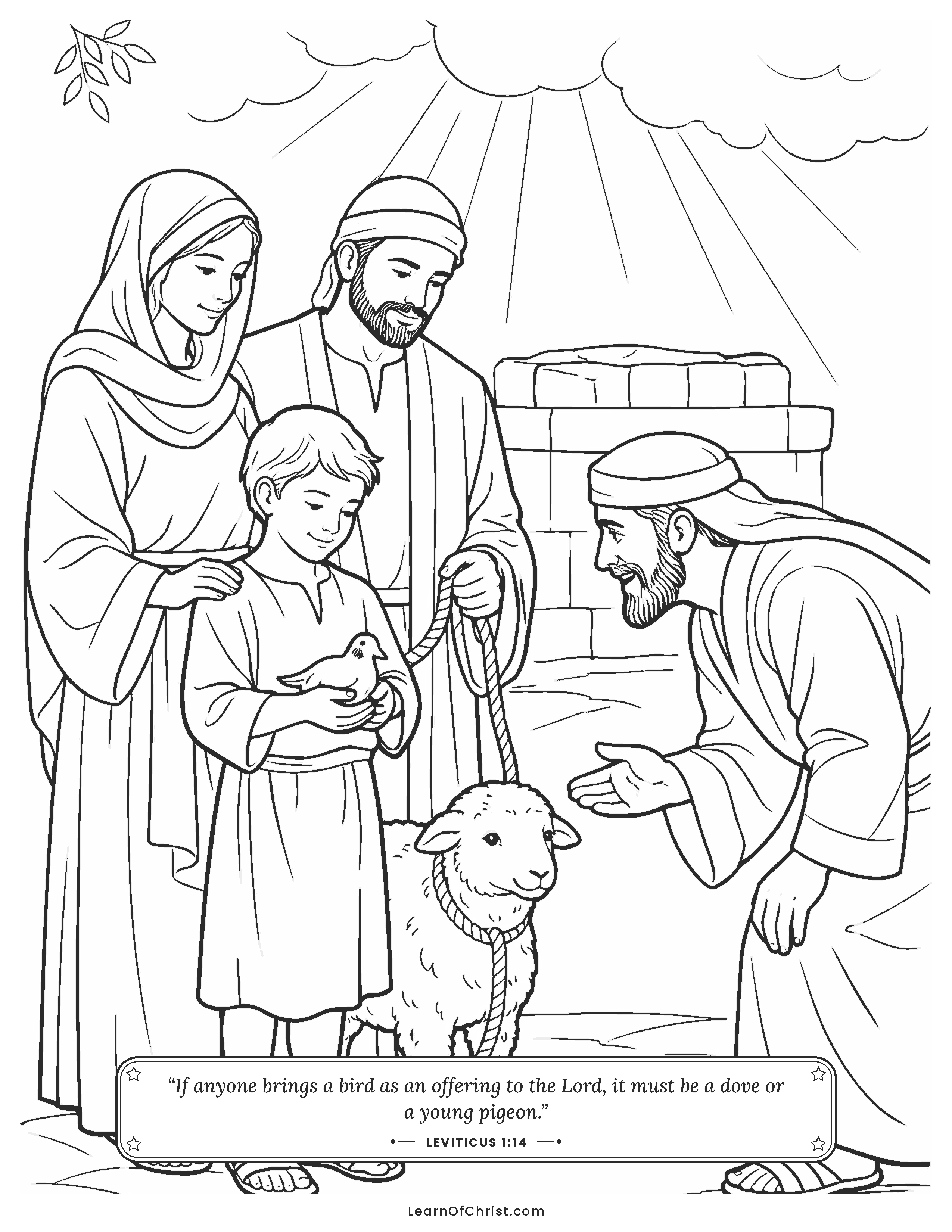 Leviticus 1 coloring page - A child brings a gift to God