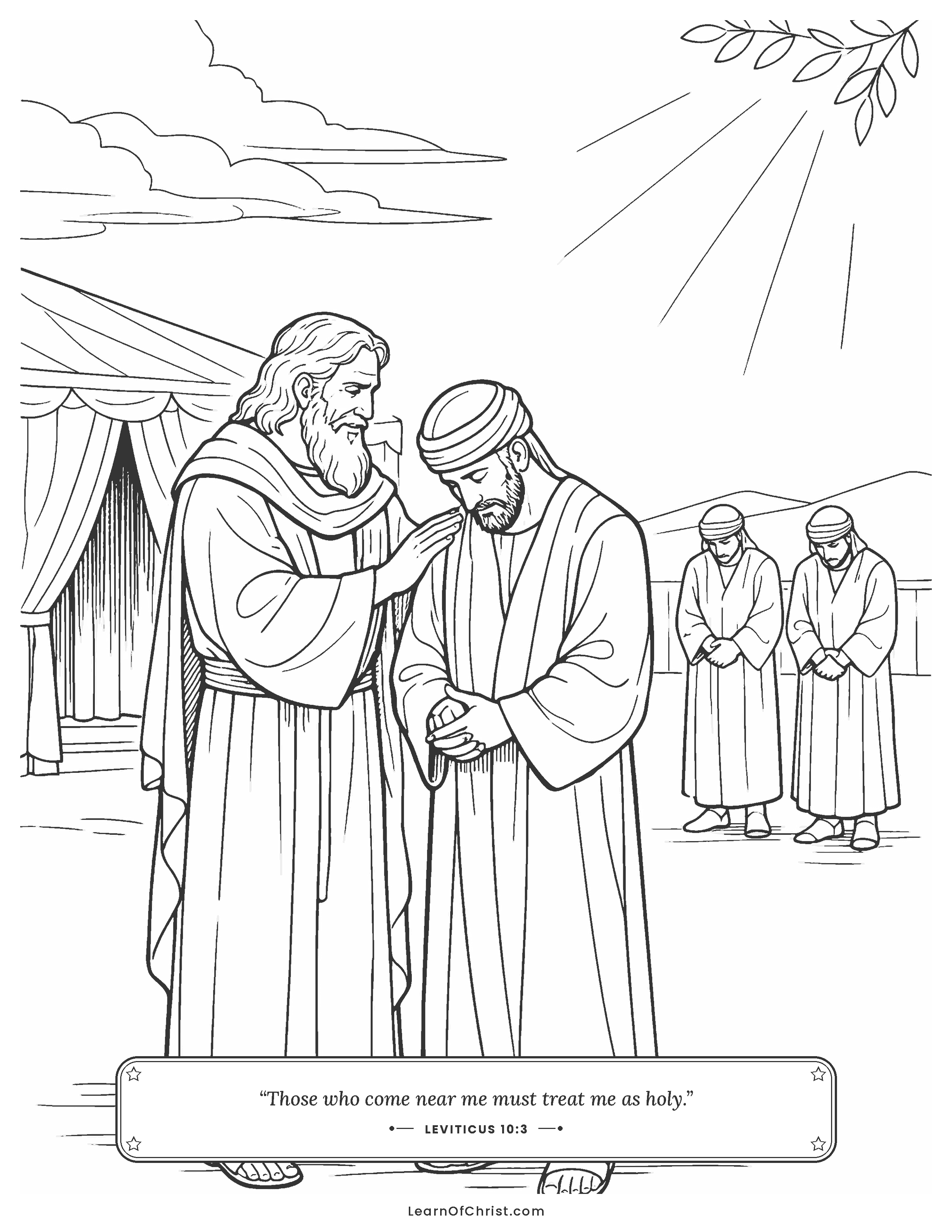 Leviticus 10 coloring page - A quiet lesson about honoring God