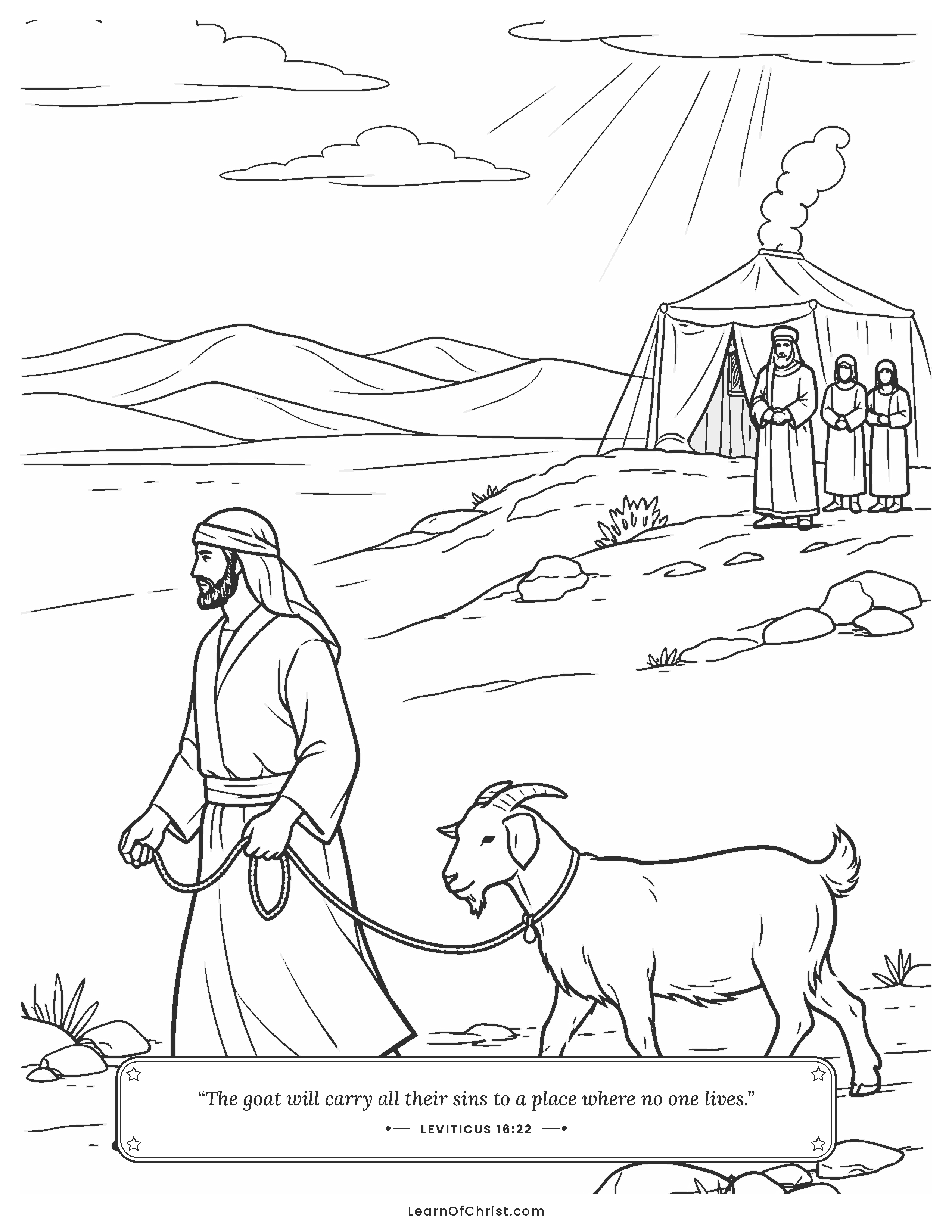 Leviticus 16 coloring page - The goat carries wrongs far away