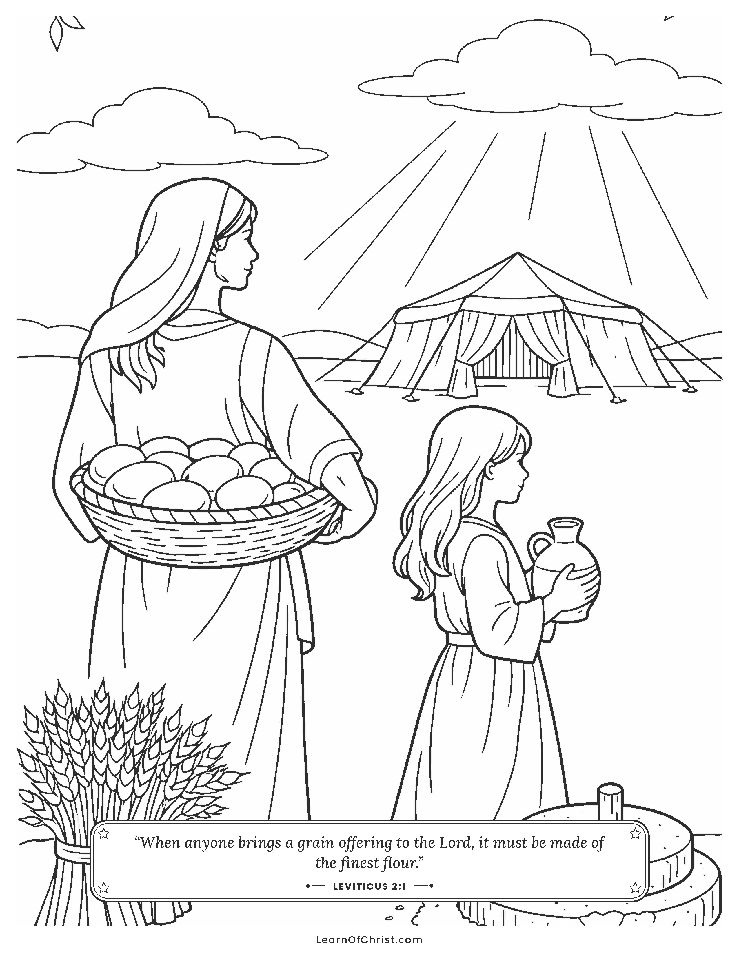 Leviticus 2 coloring page - A gift of bread and flour