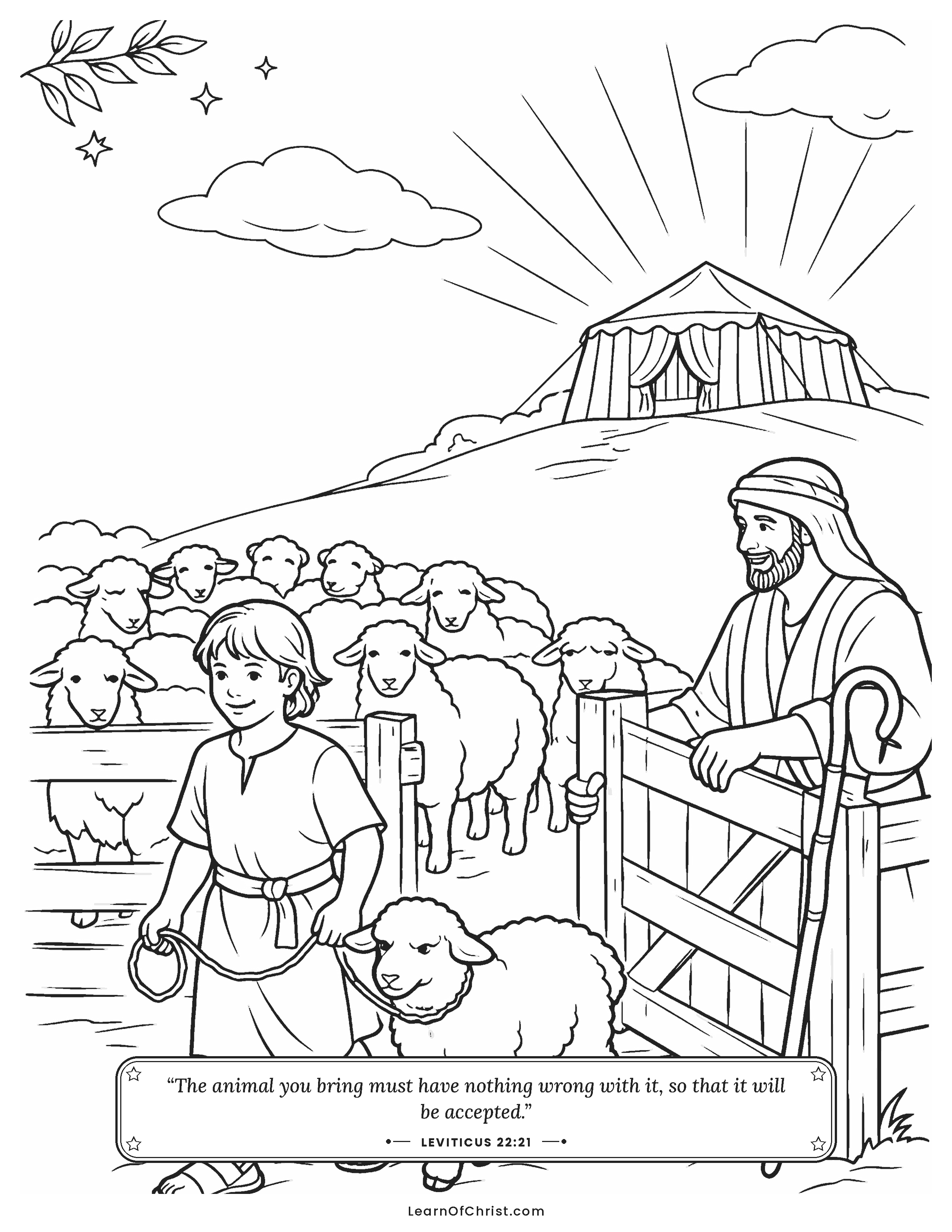 Leviticus 22 coloring page - Choosing the very best lamb
