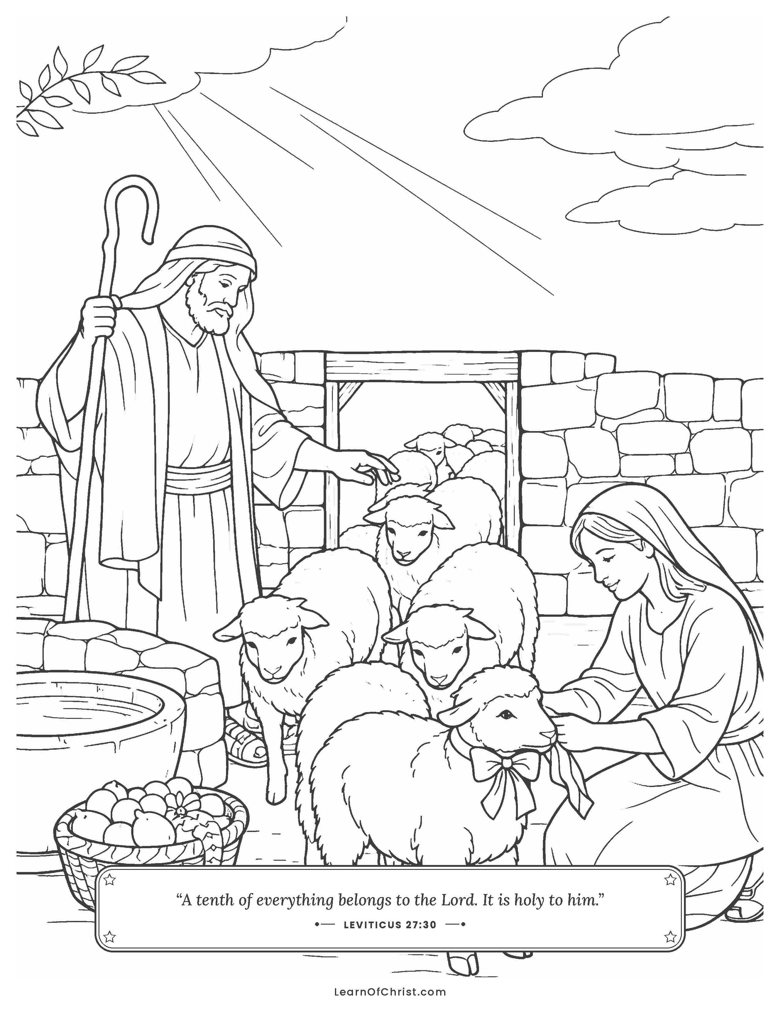 Leviticus 27 coloring page - Setting apart the tenth lamb