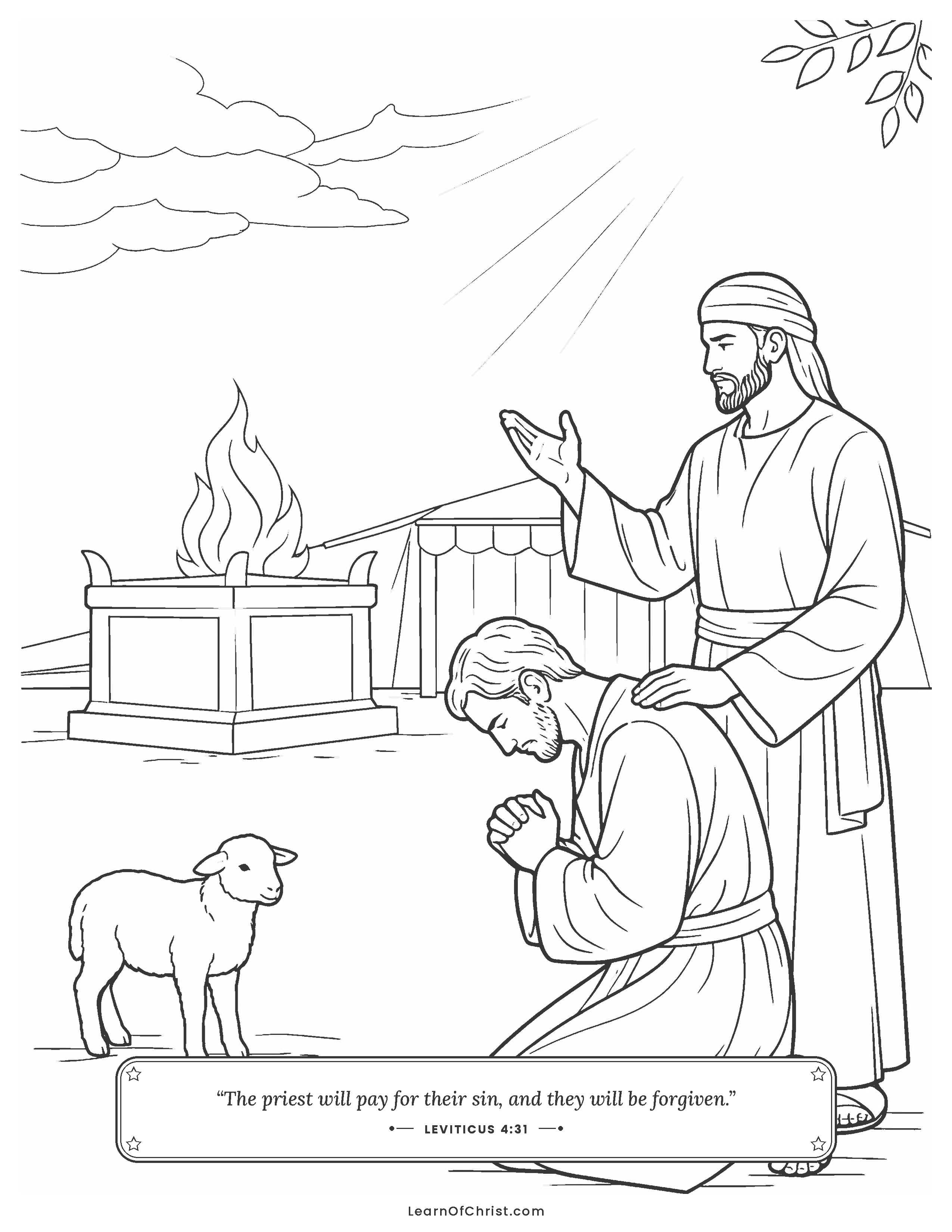 Leviticus 4 coloring page - Saying sorry and being forgiven