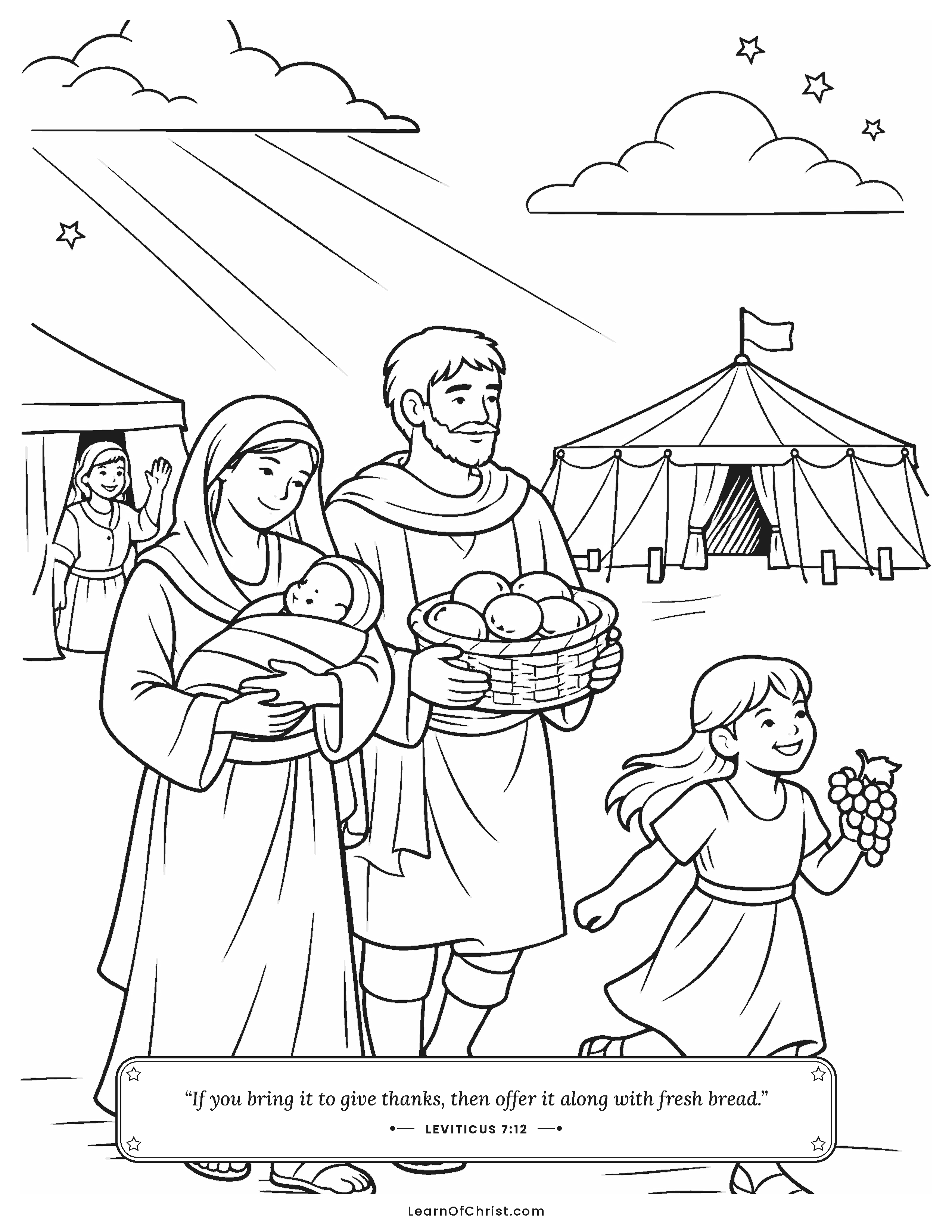 Leviticus 7 coloring page - A thank-you party for answered prayer