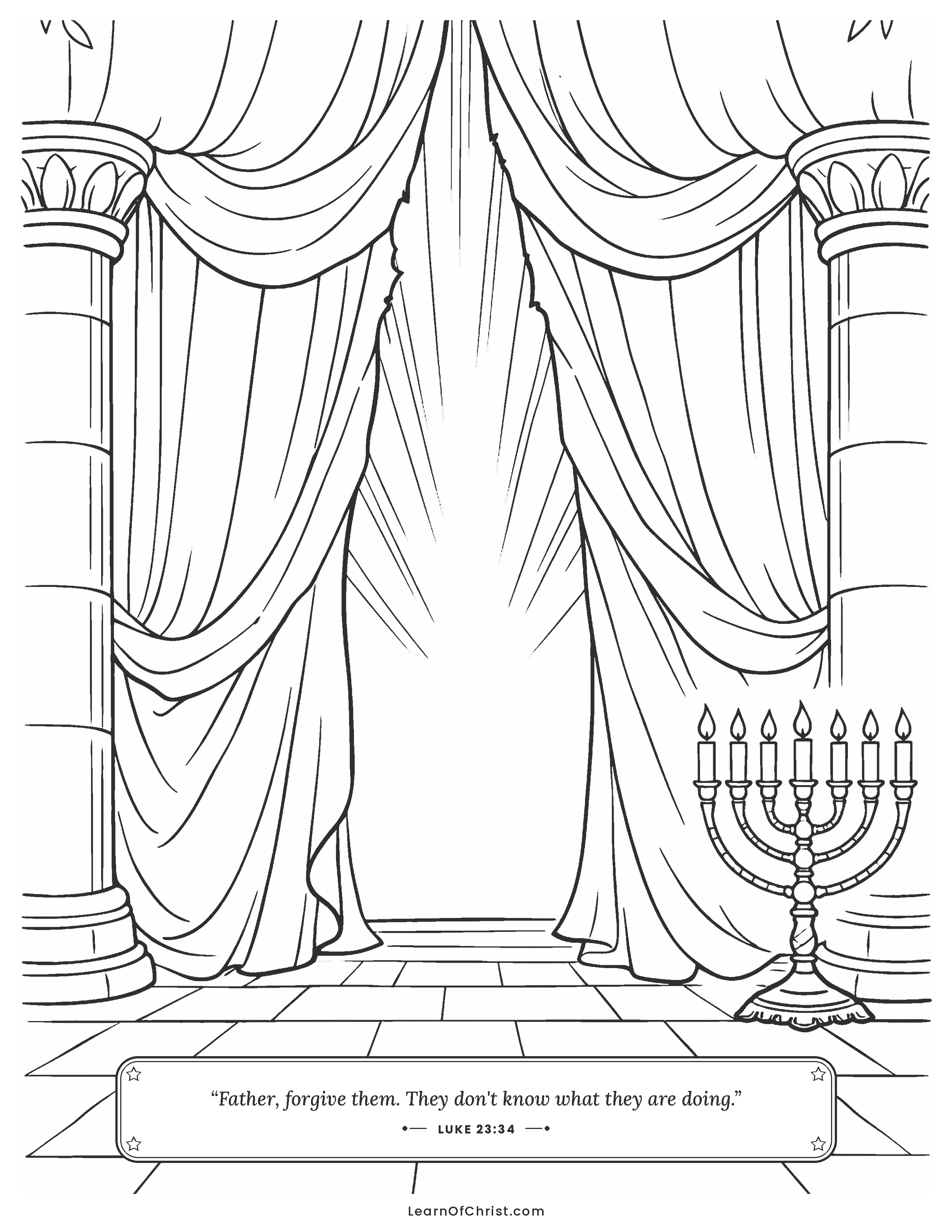 Luke 23 coloring page - The temple curtain opens the way